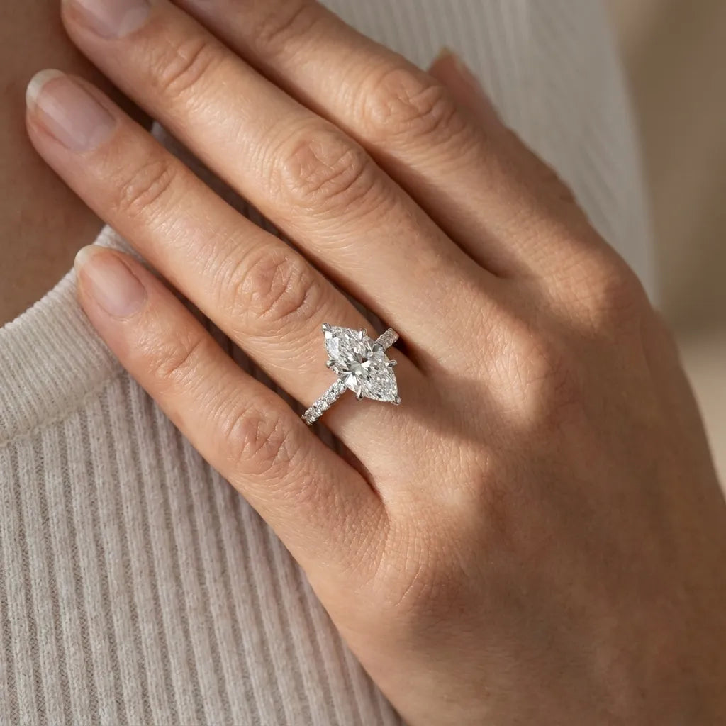 Double Halo Pavé - Marquise