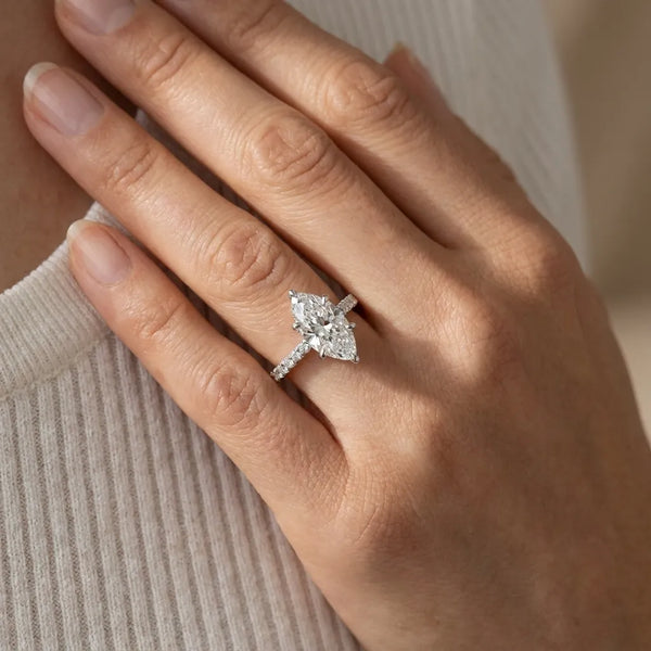 Double Halo Pavé - Marquise