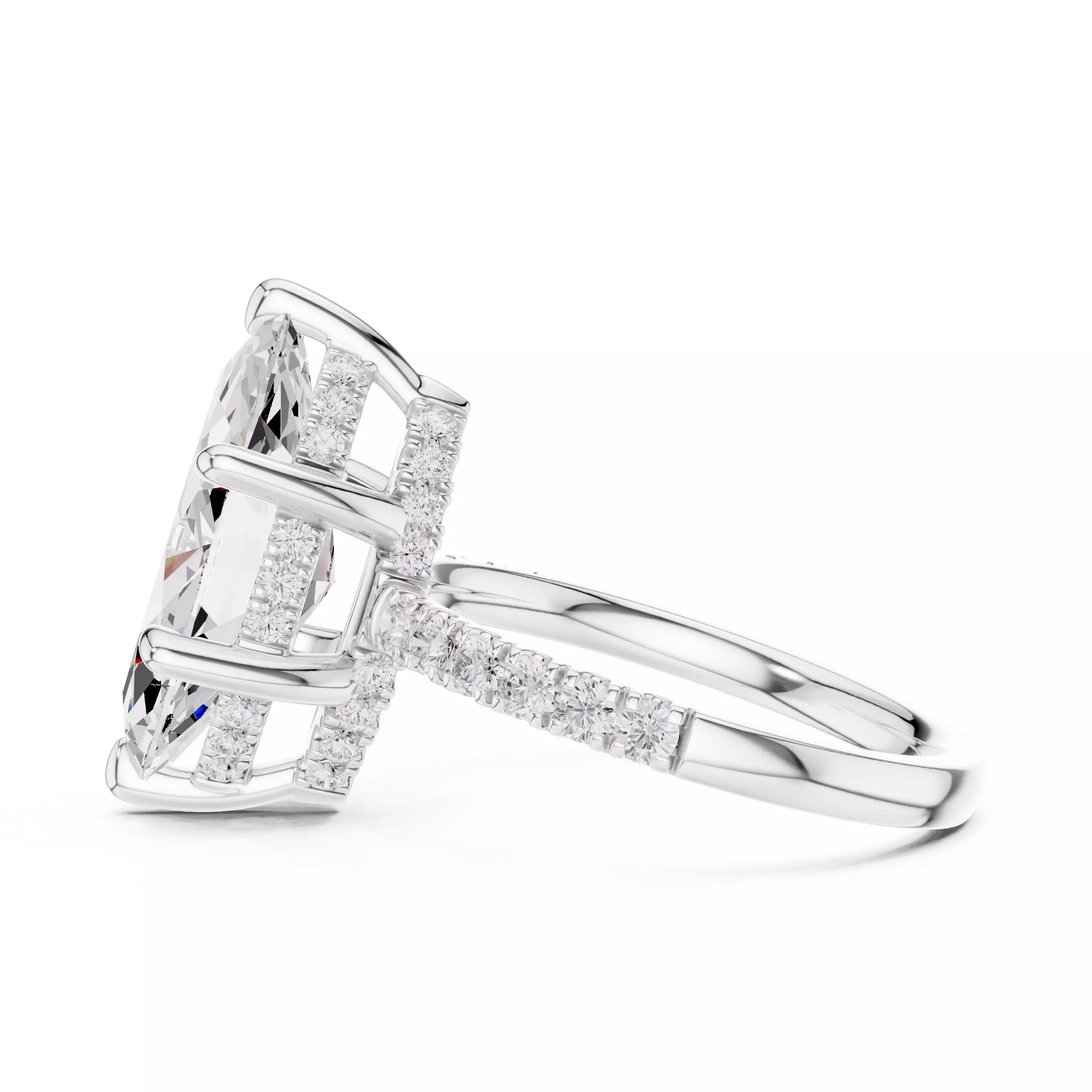 Double Halo Pavé - Marquise