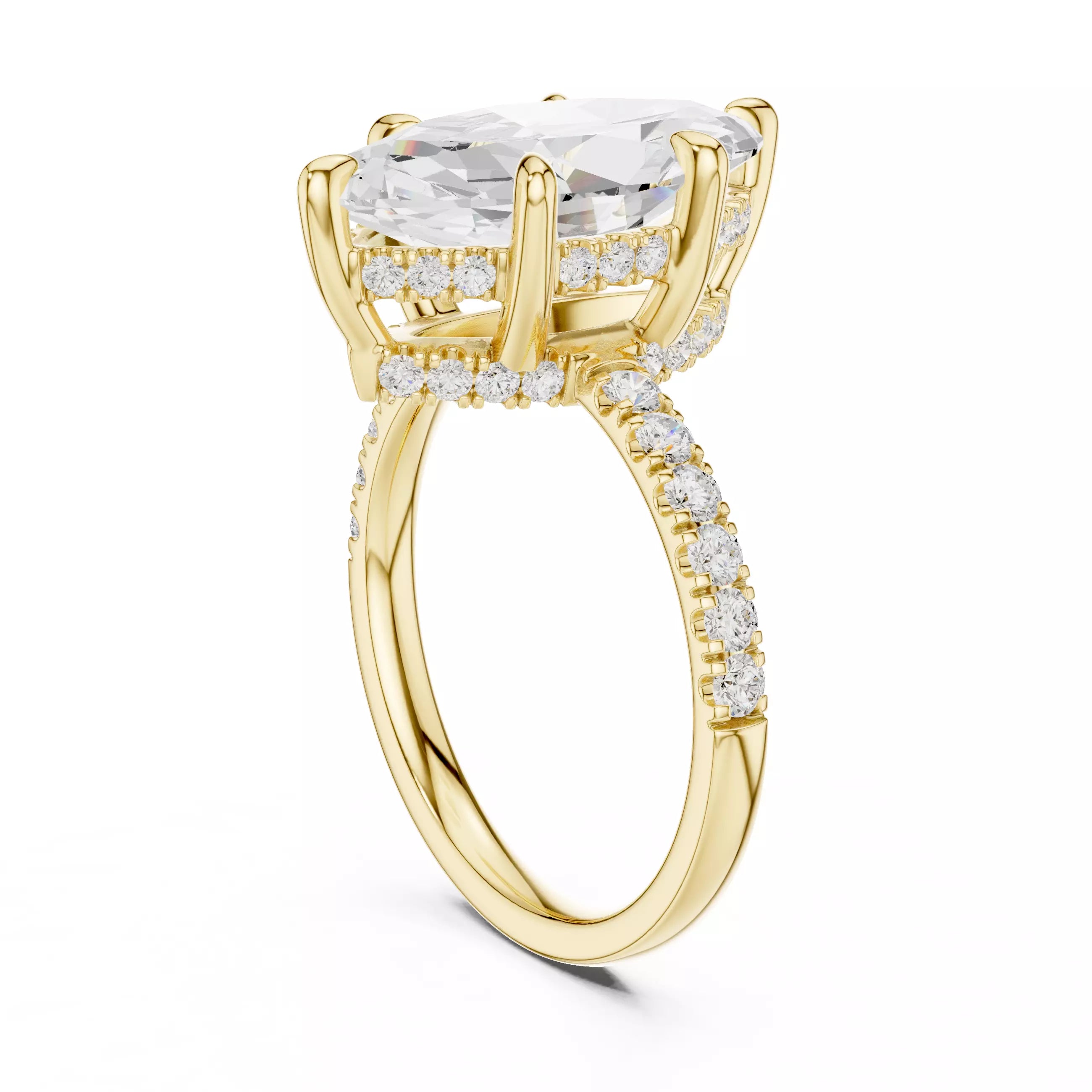 Double Halo Pavé - Marquise