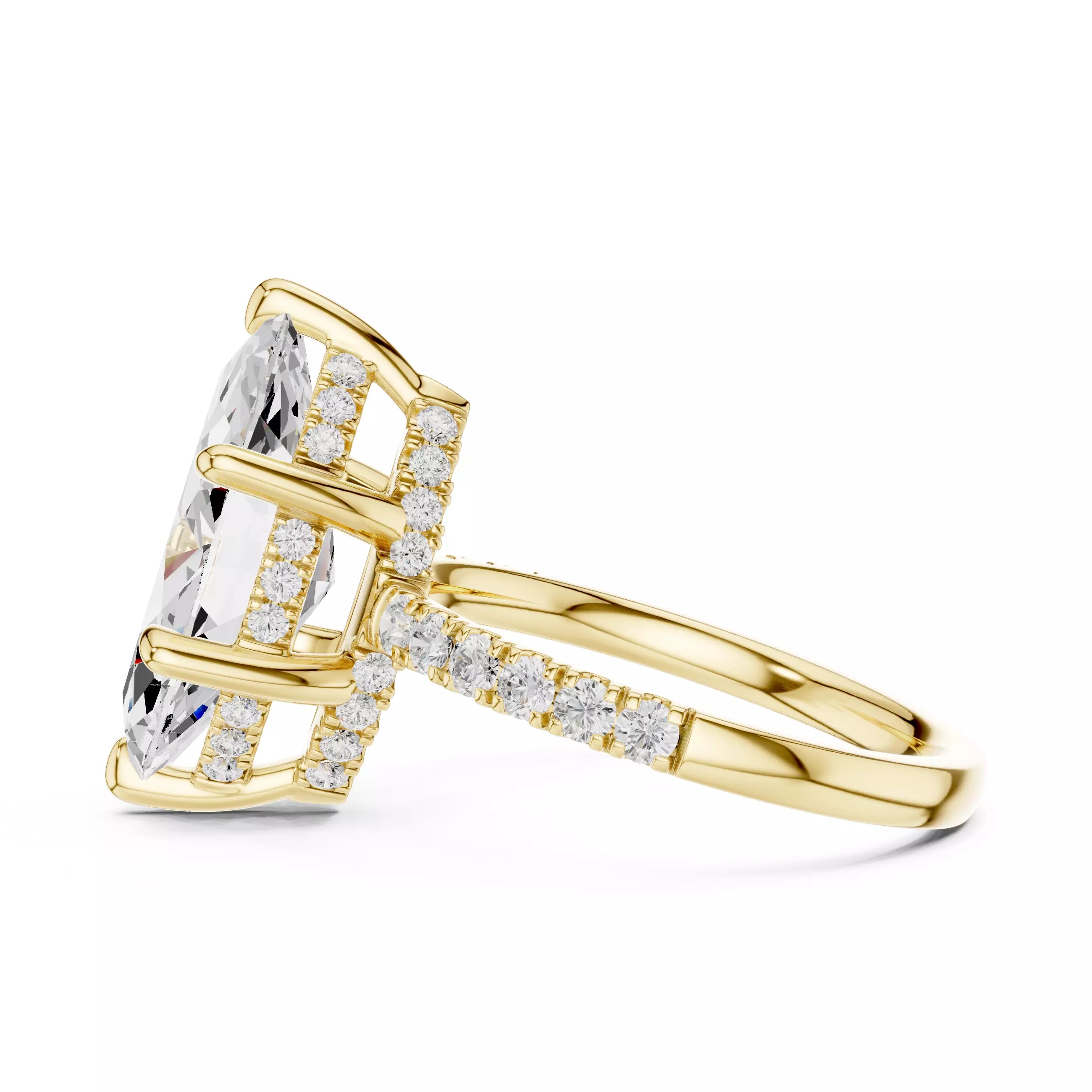 Double Halo Pavé - Marquise