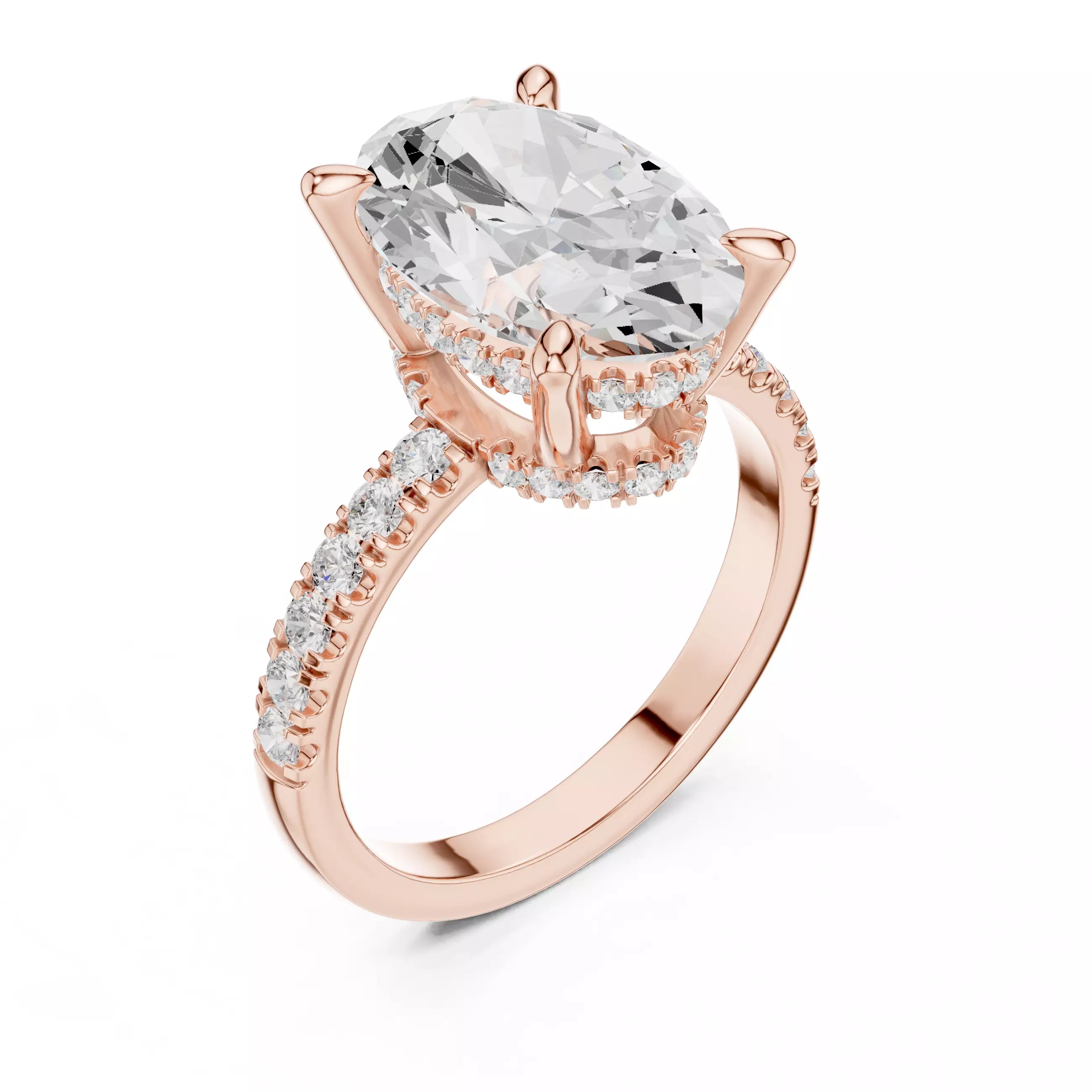 Double Halo Pavé - Oval