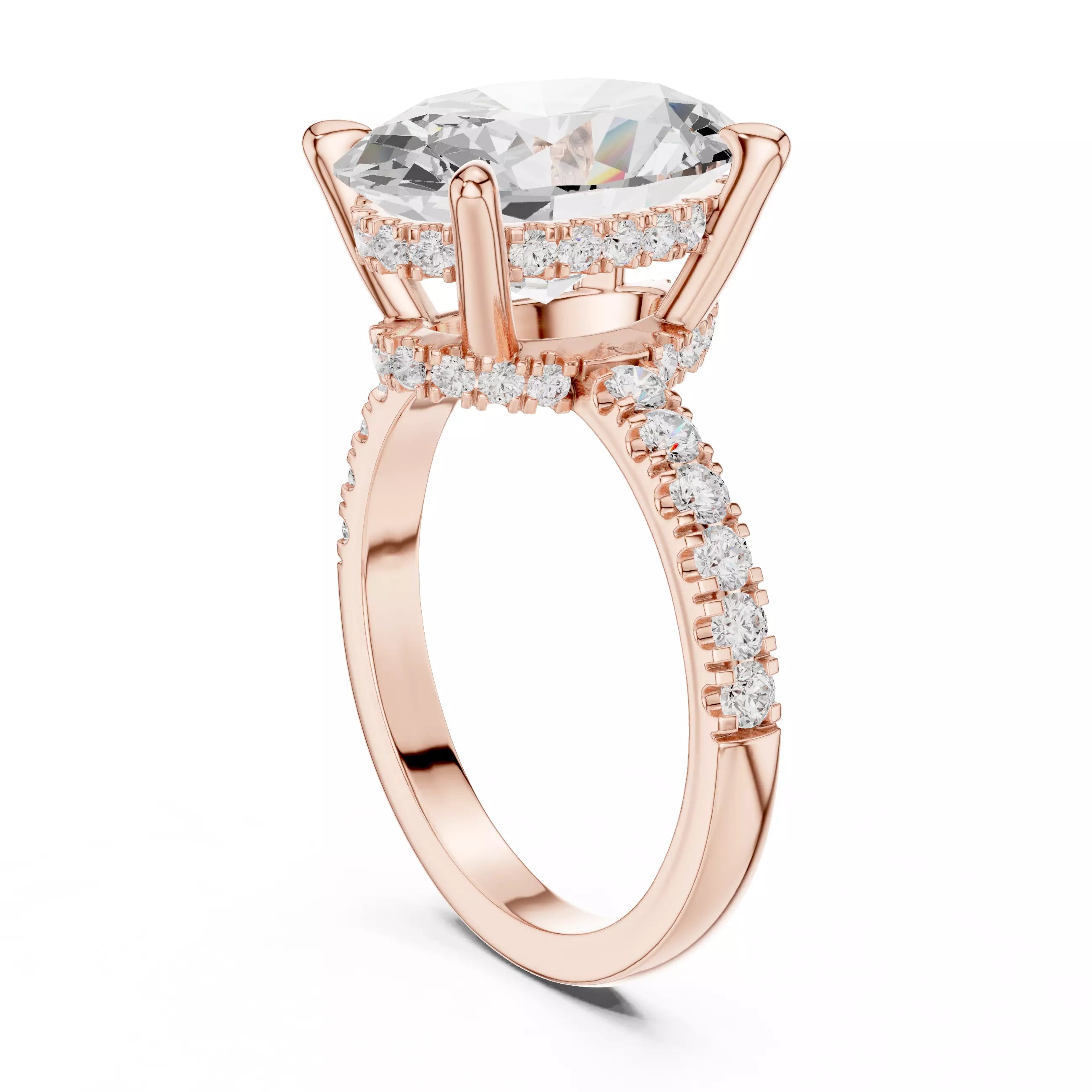 Double Halo Pavé - Oval