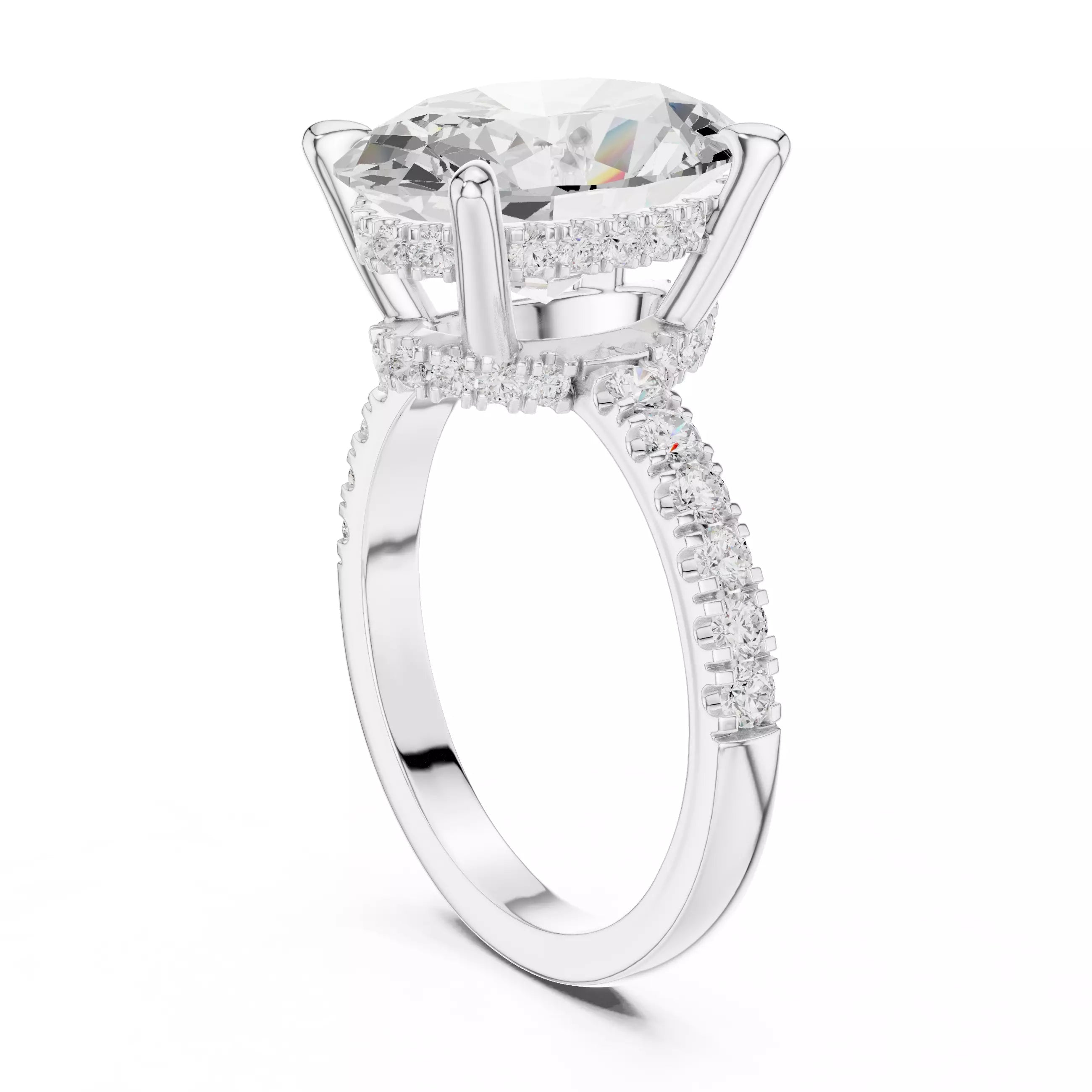 Double Halo Pavé - Oval