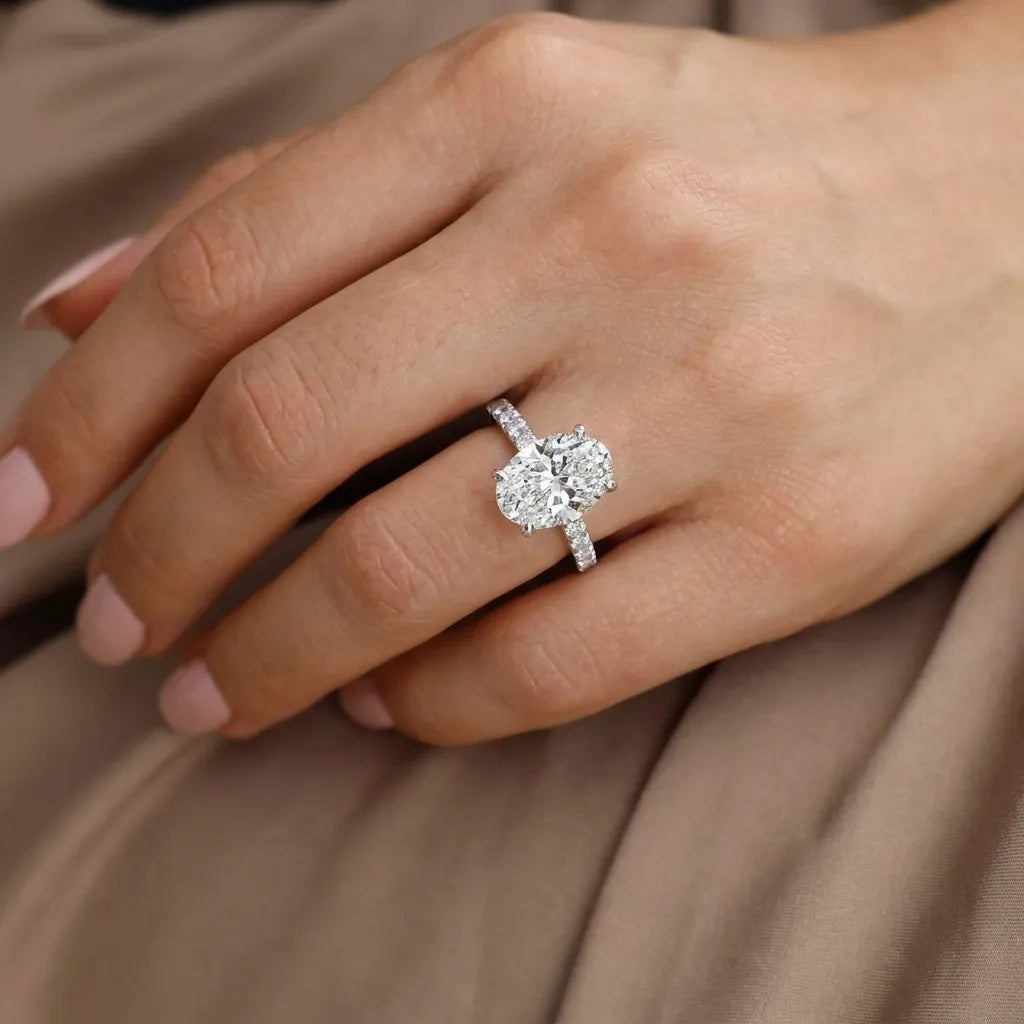 Double Halo Pavé - Oval