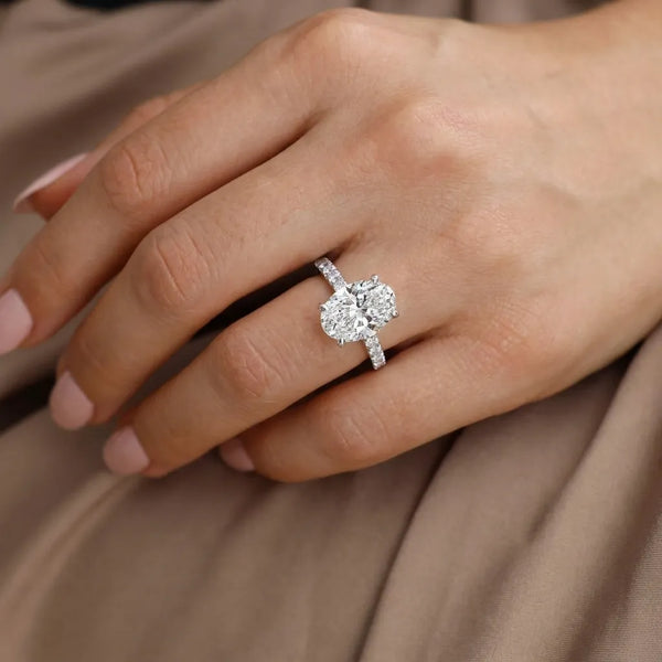 Double Halo Pavé - Oval