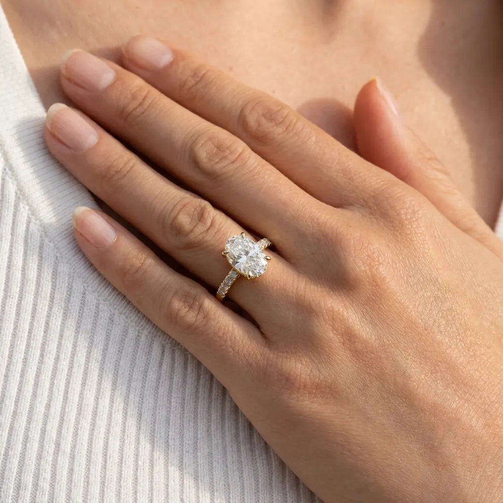 Double Halo Pavé - Oval