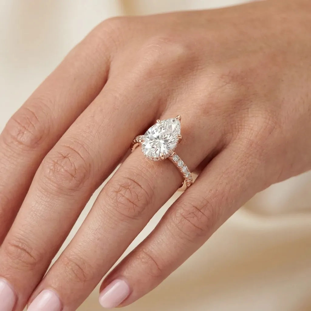 Double Halo Pavé - Pear