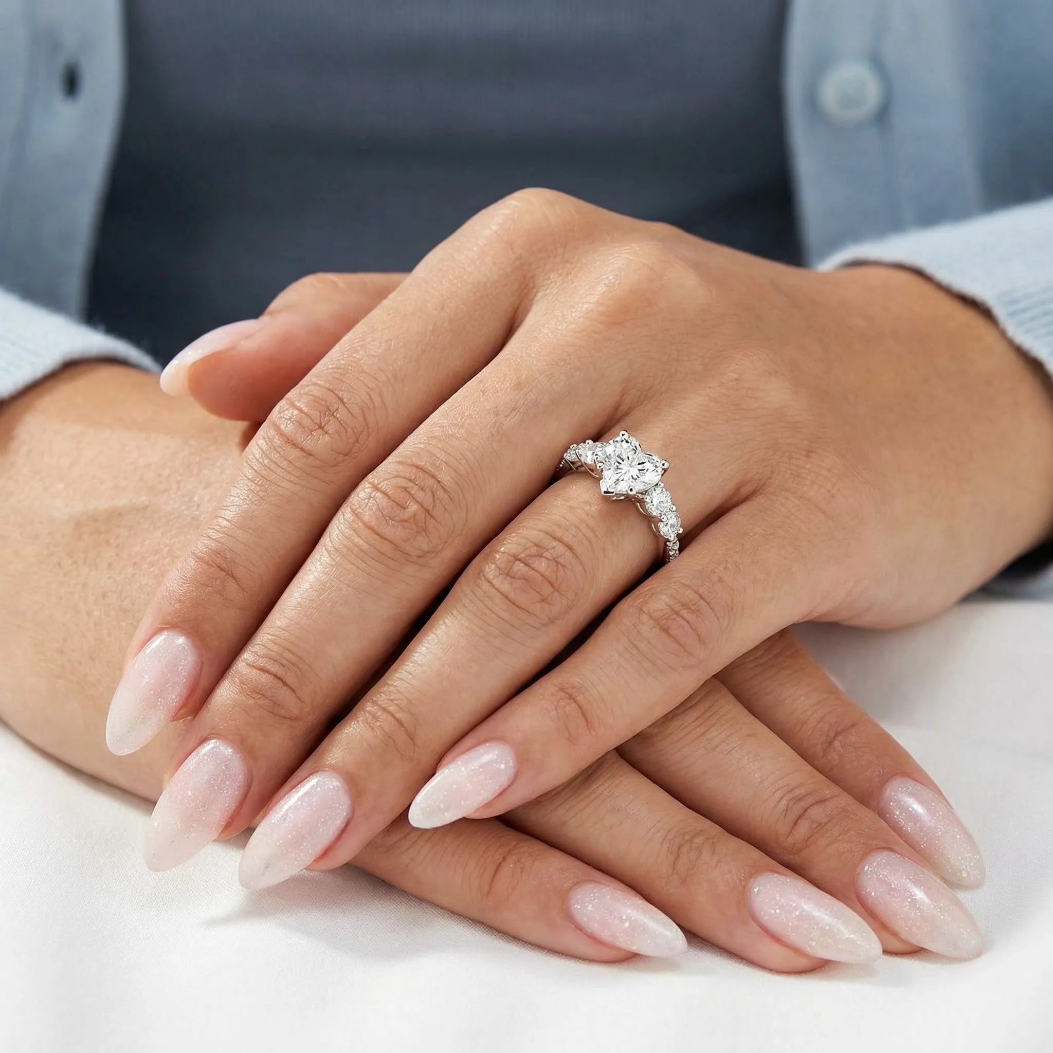 Five Stone Pavé - Heart