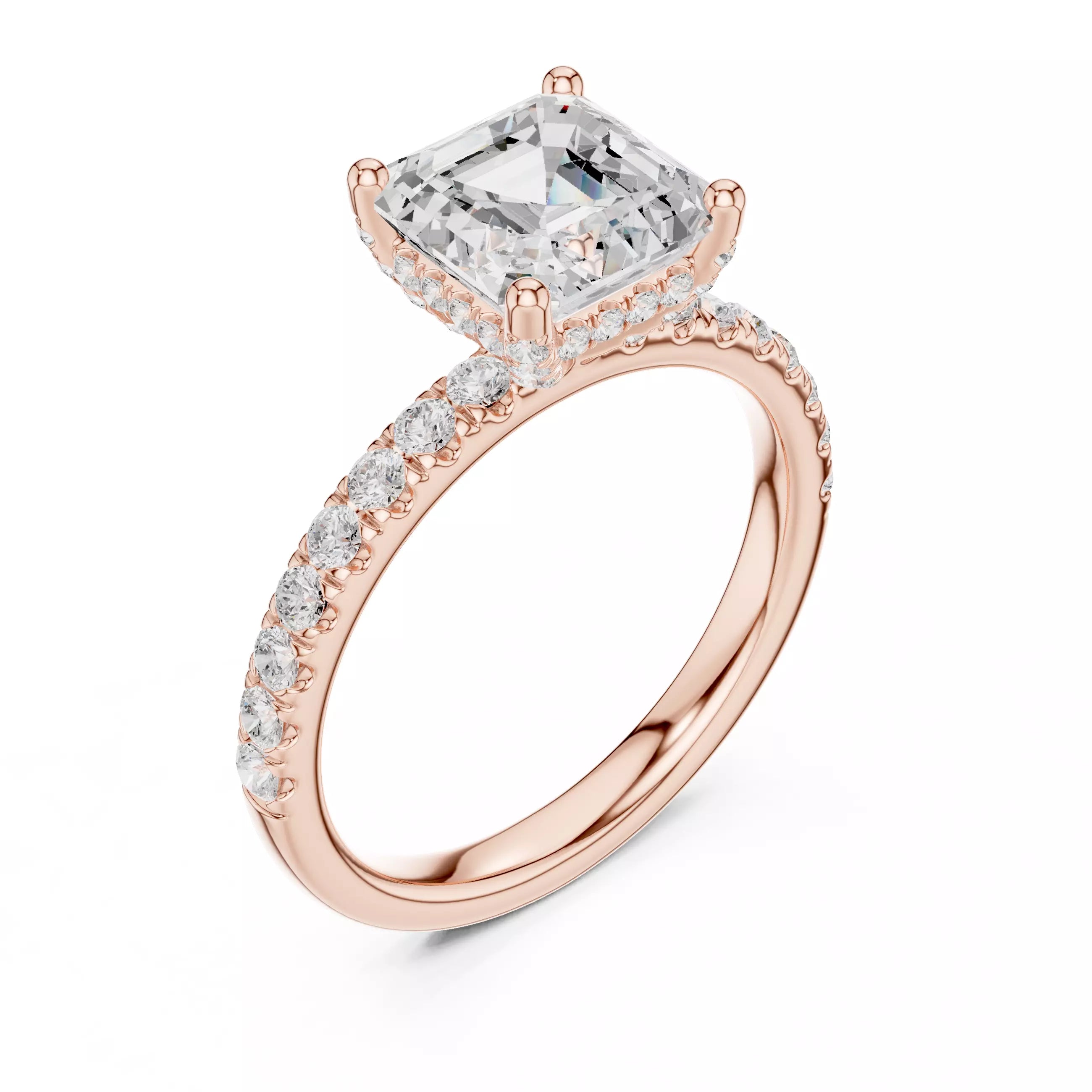 French Pavé Halo - Asscher
