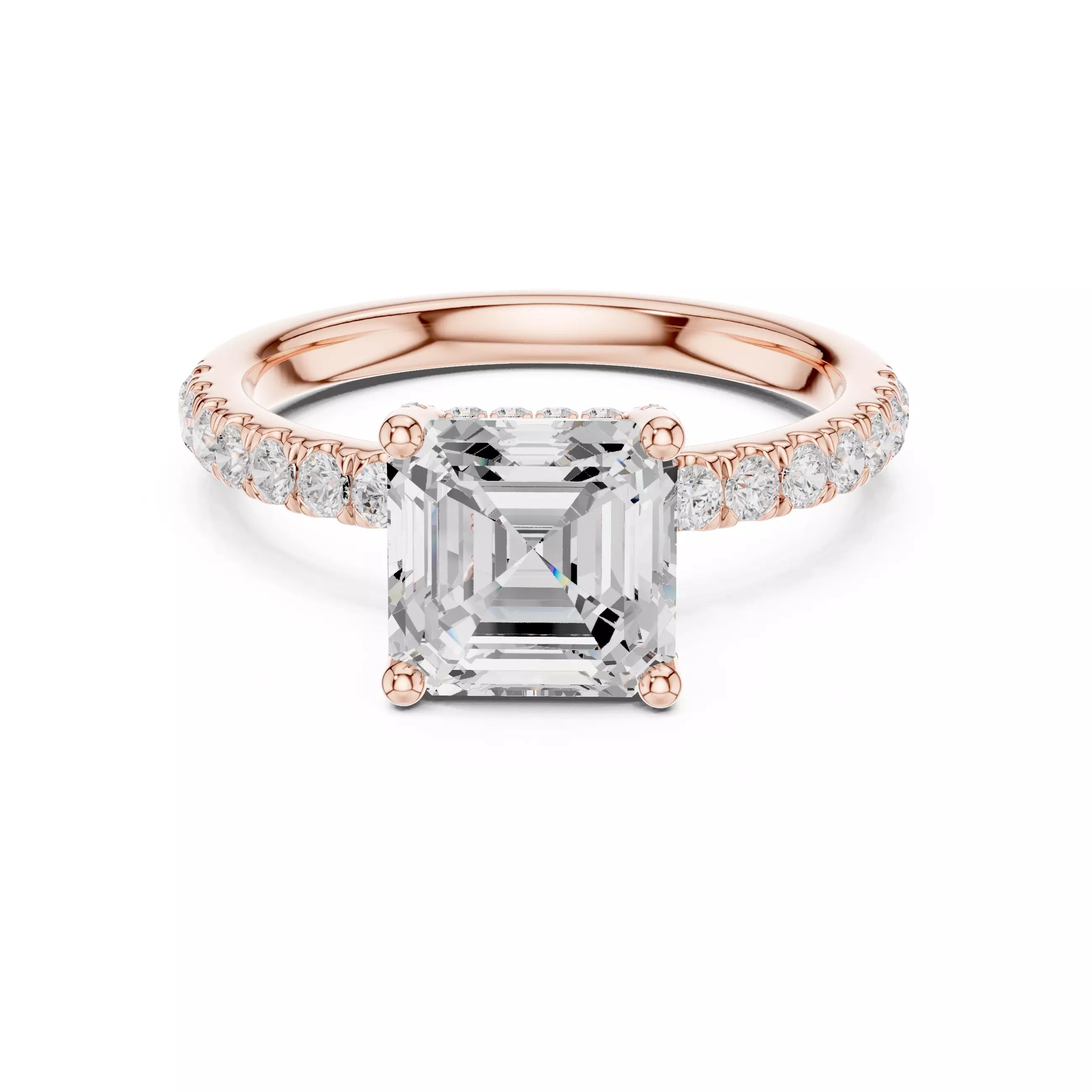 French Pavé Halo - Asscher
