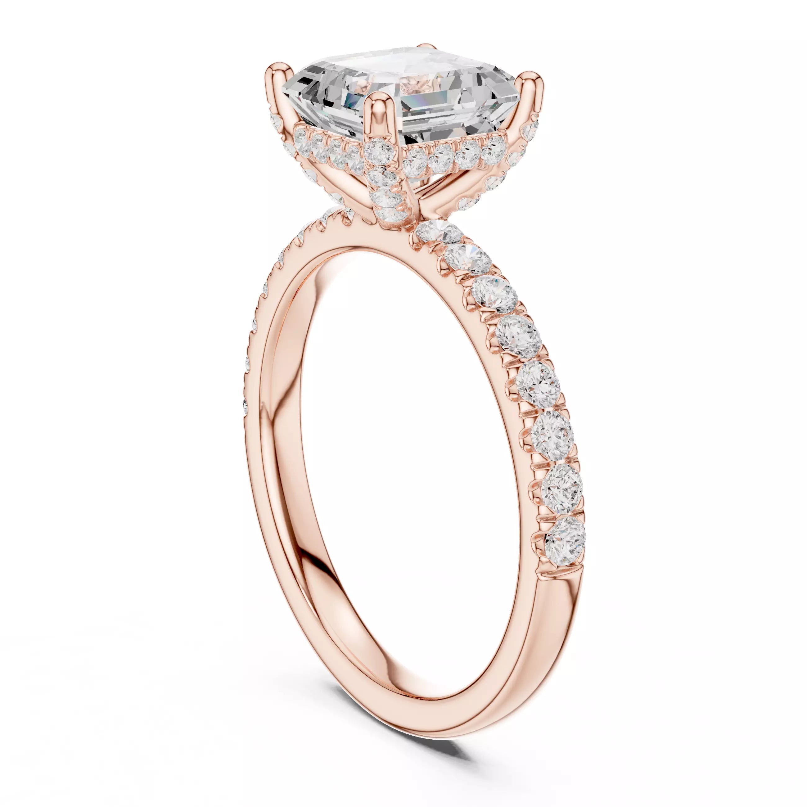 French Pavé Halo - Asscher