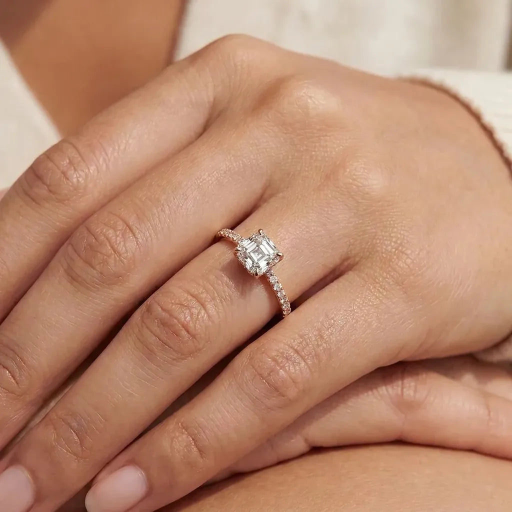 French Pavé Halo - Asscher