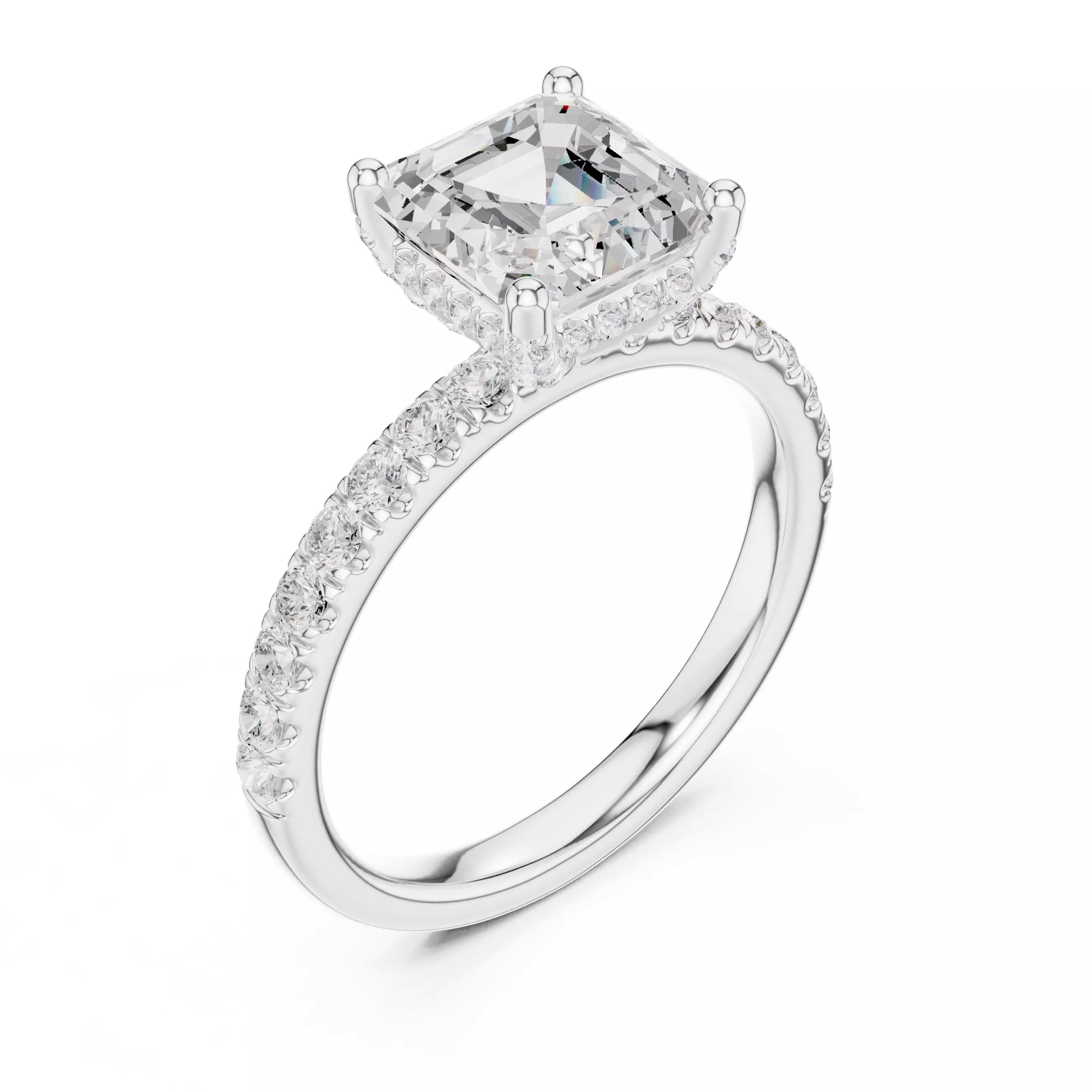 French Pavé Halo - Asscher