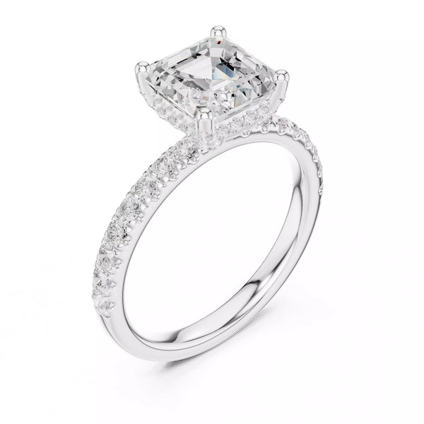 French Pavé Halo - Asscher