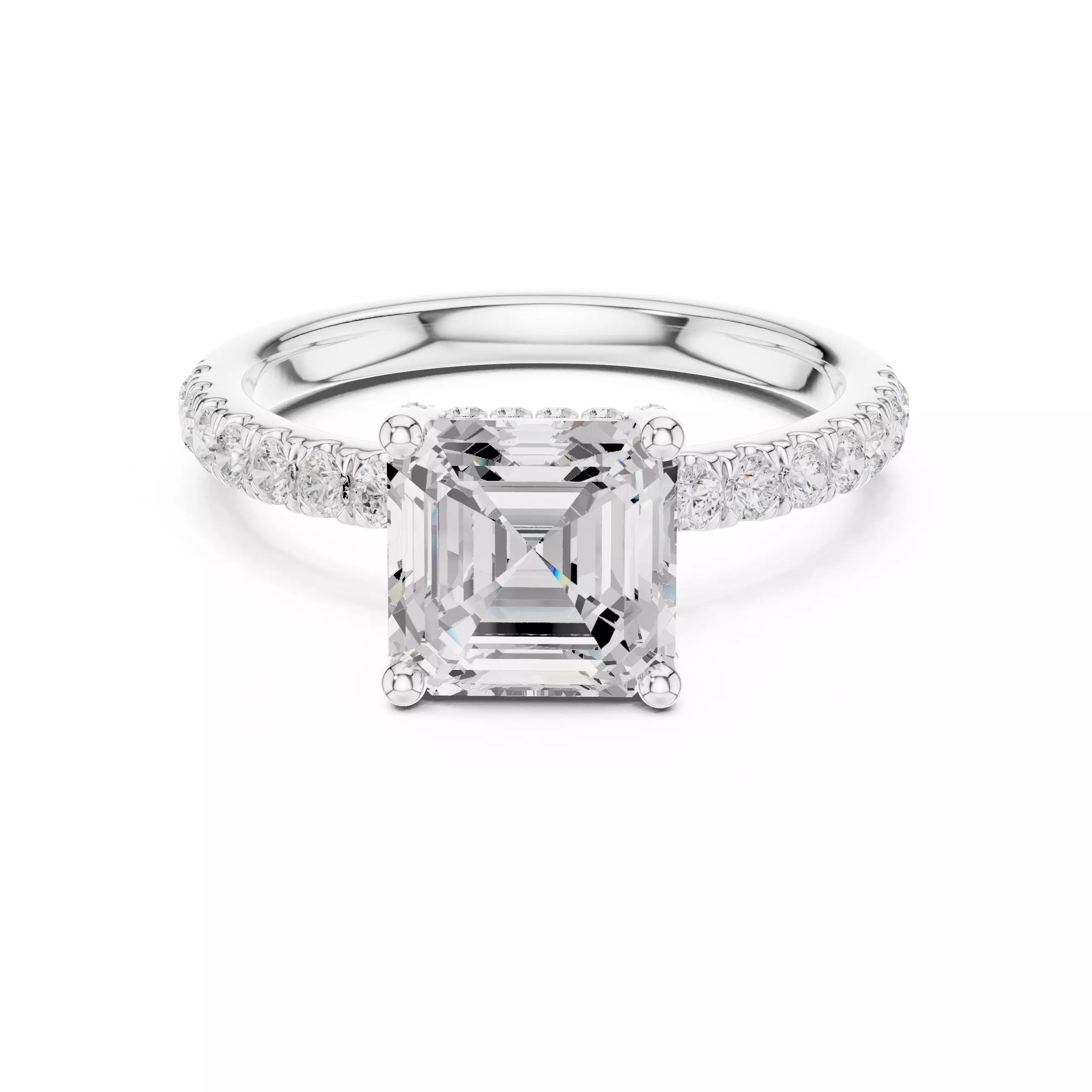 French Pavé Halo - Asscher