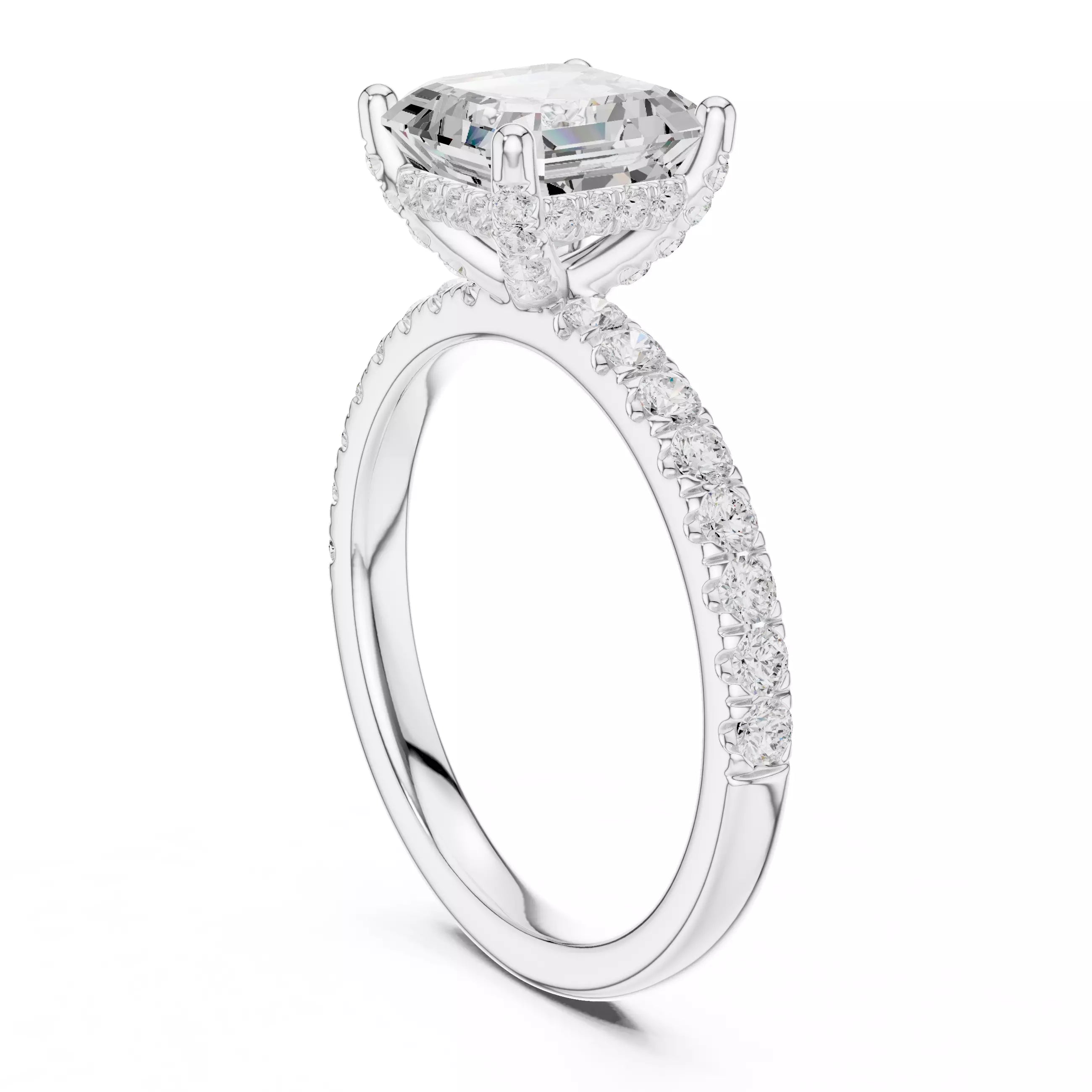 French Pavé Halo - Asscher