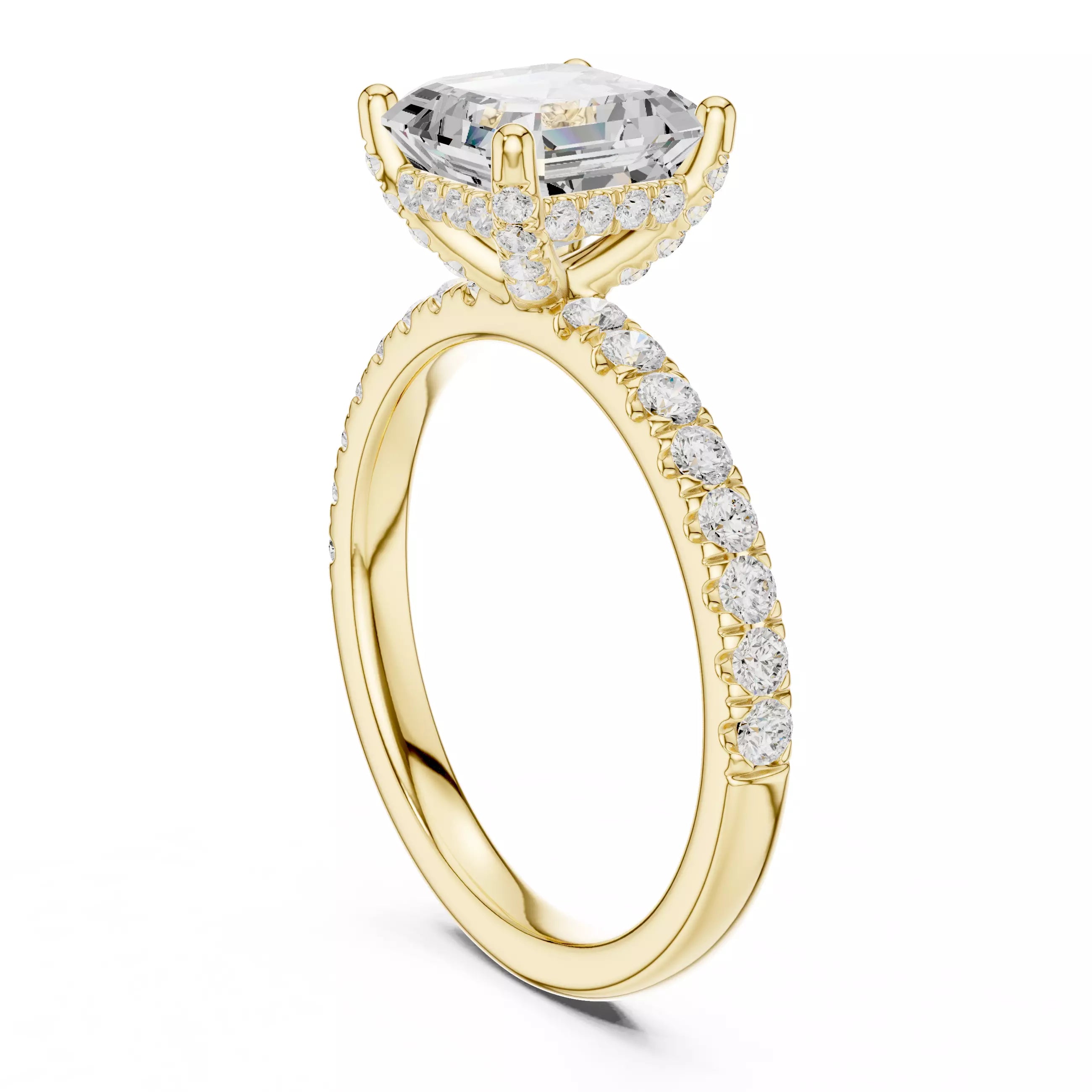 French Pavé Halo - Asscher