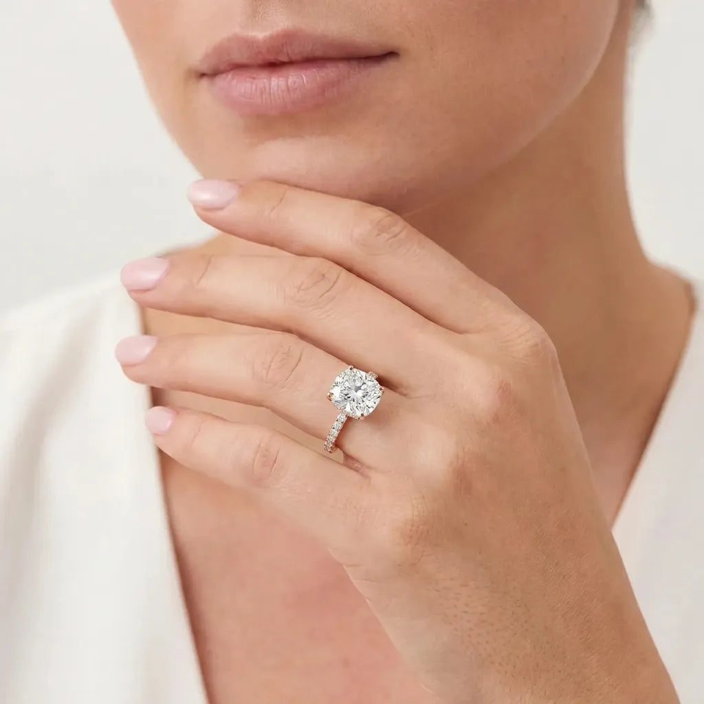 French Pavé Halo - Cushion