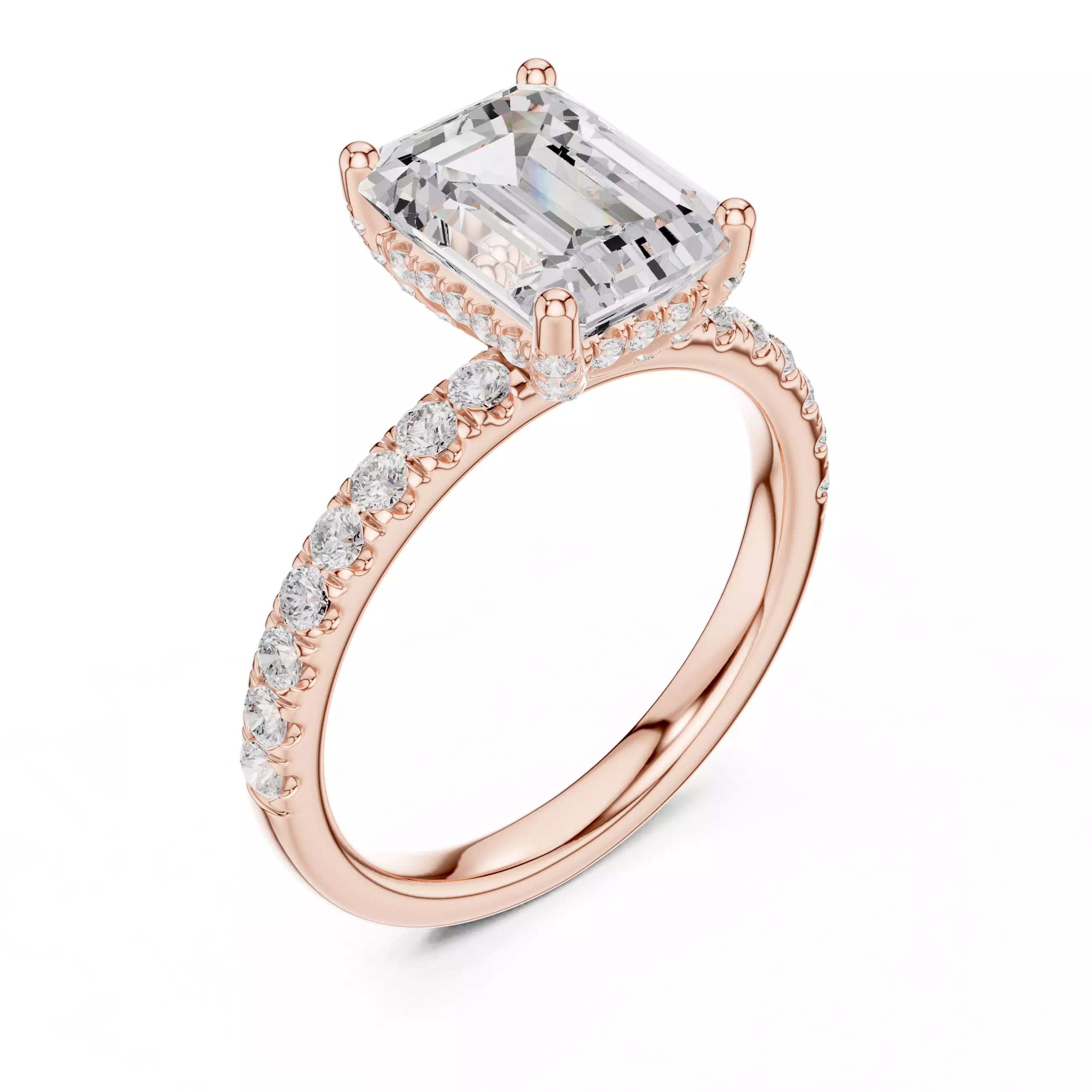 French Pavé Halo - Emerald