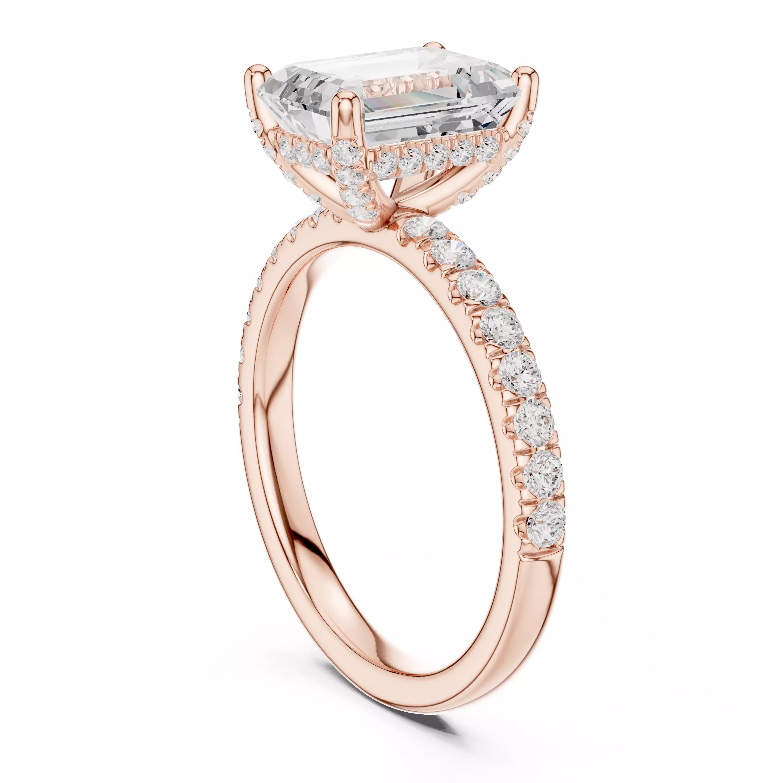 French Pavé Halo - Emerald