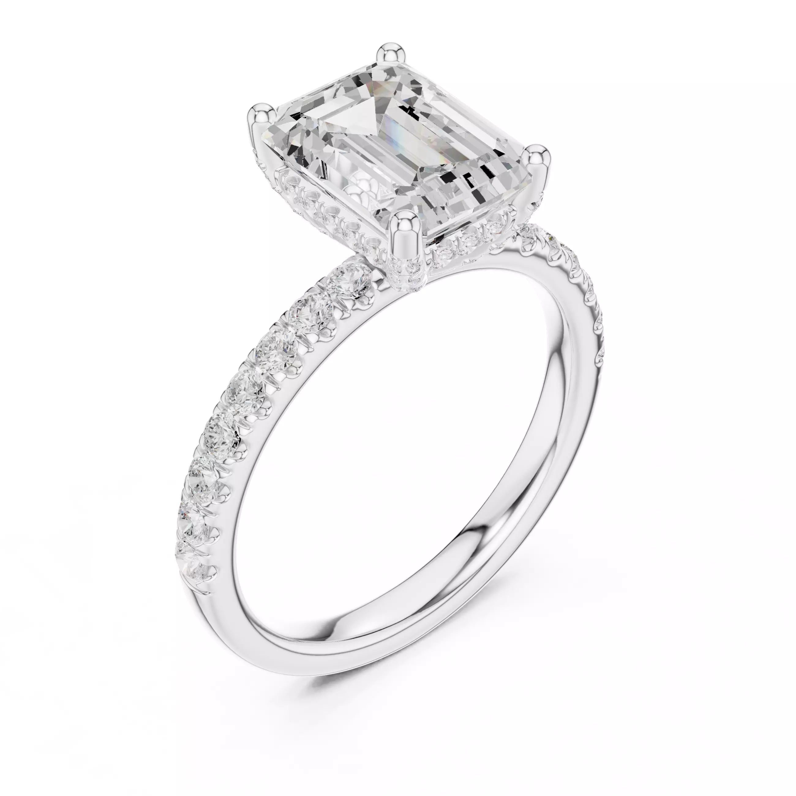 French Pavé Halo - Emerald