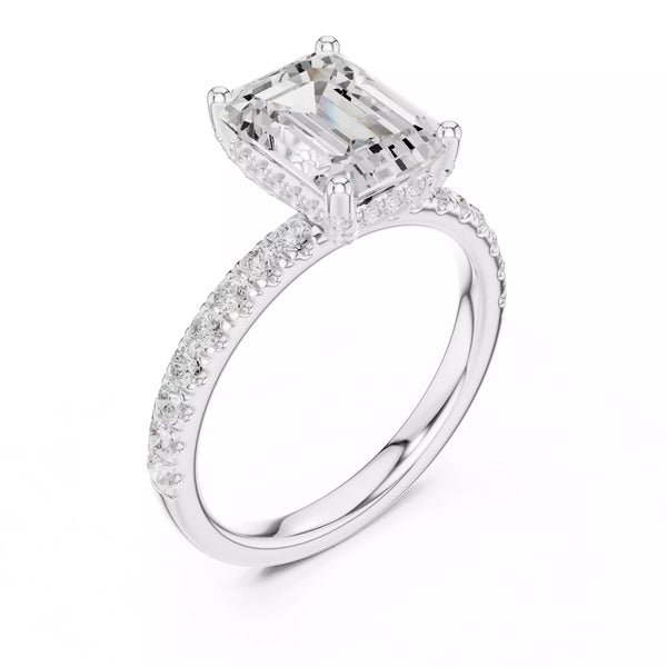 French Pavé Halo - Emerald