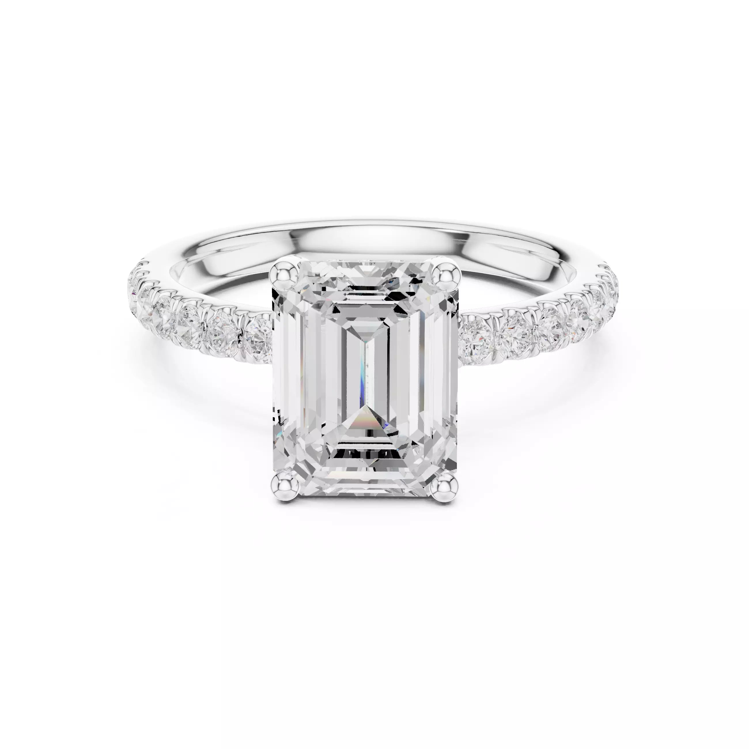 French Pavé Halo - Emerald
