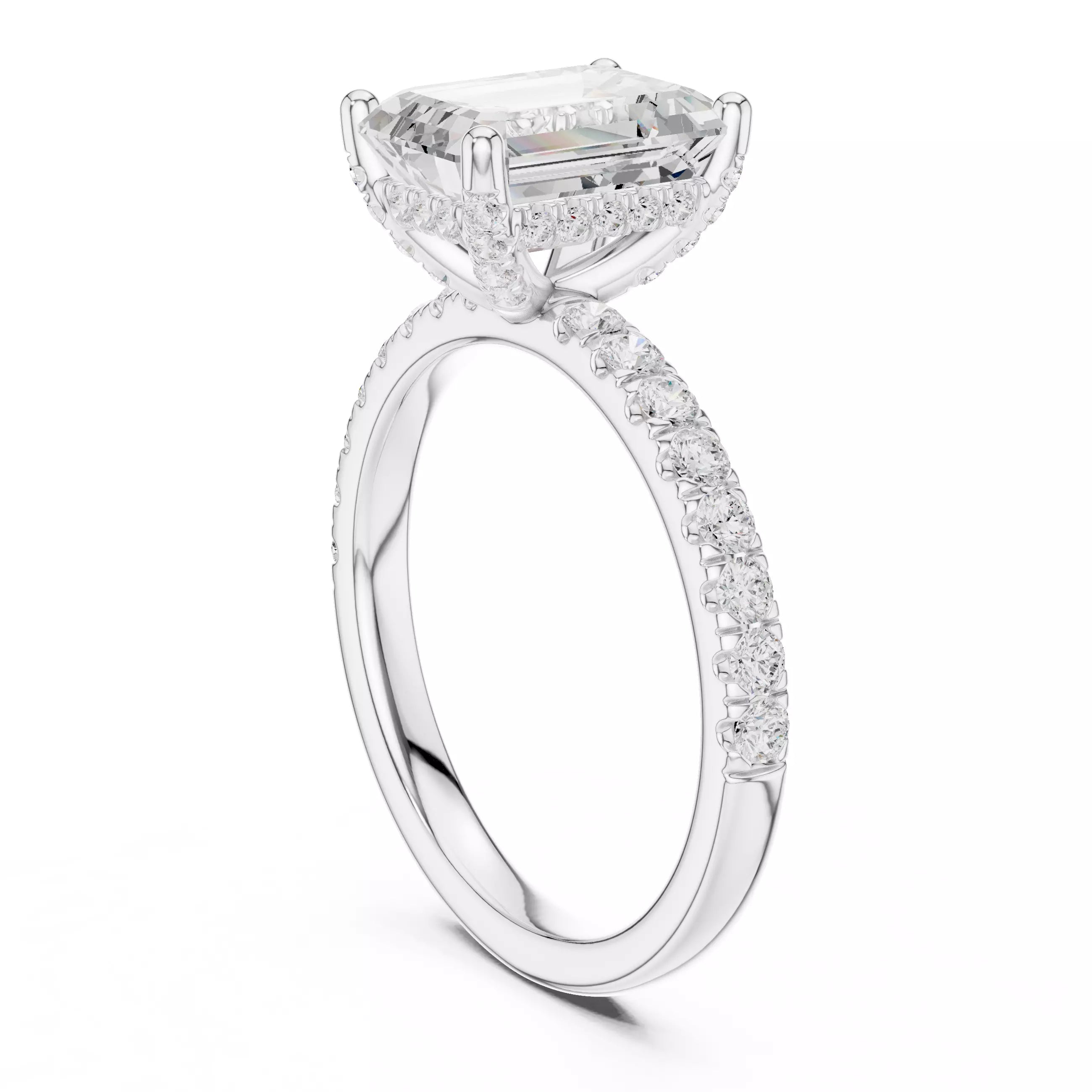 French Pavé Halo - Emerald