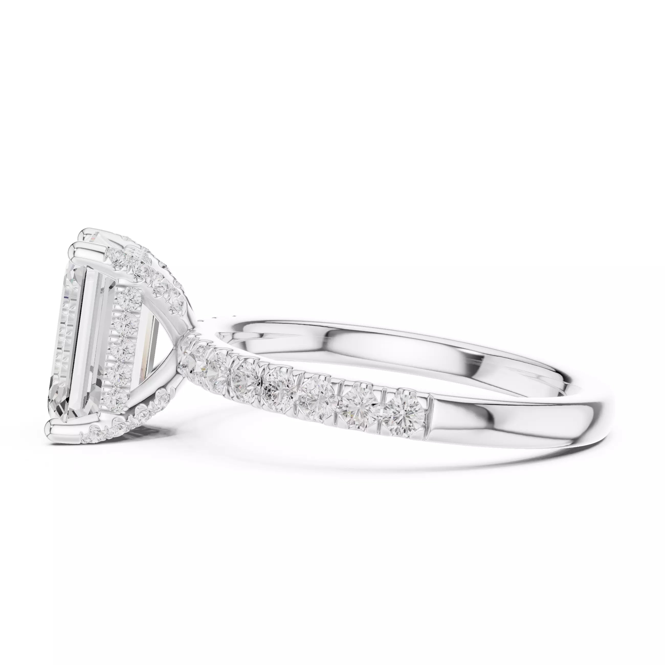 French Pavé Halo - Emerald