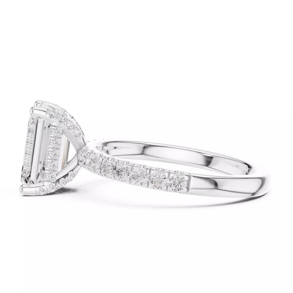 French Pavé Halo - Emerald