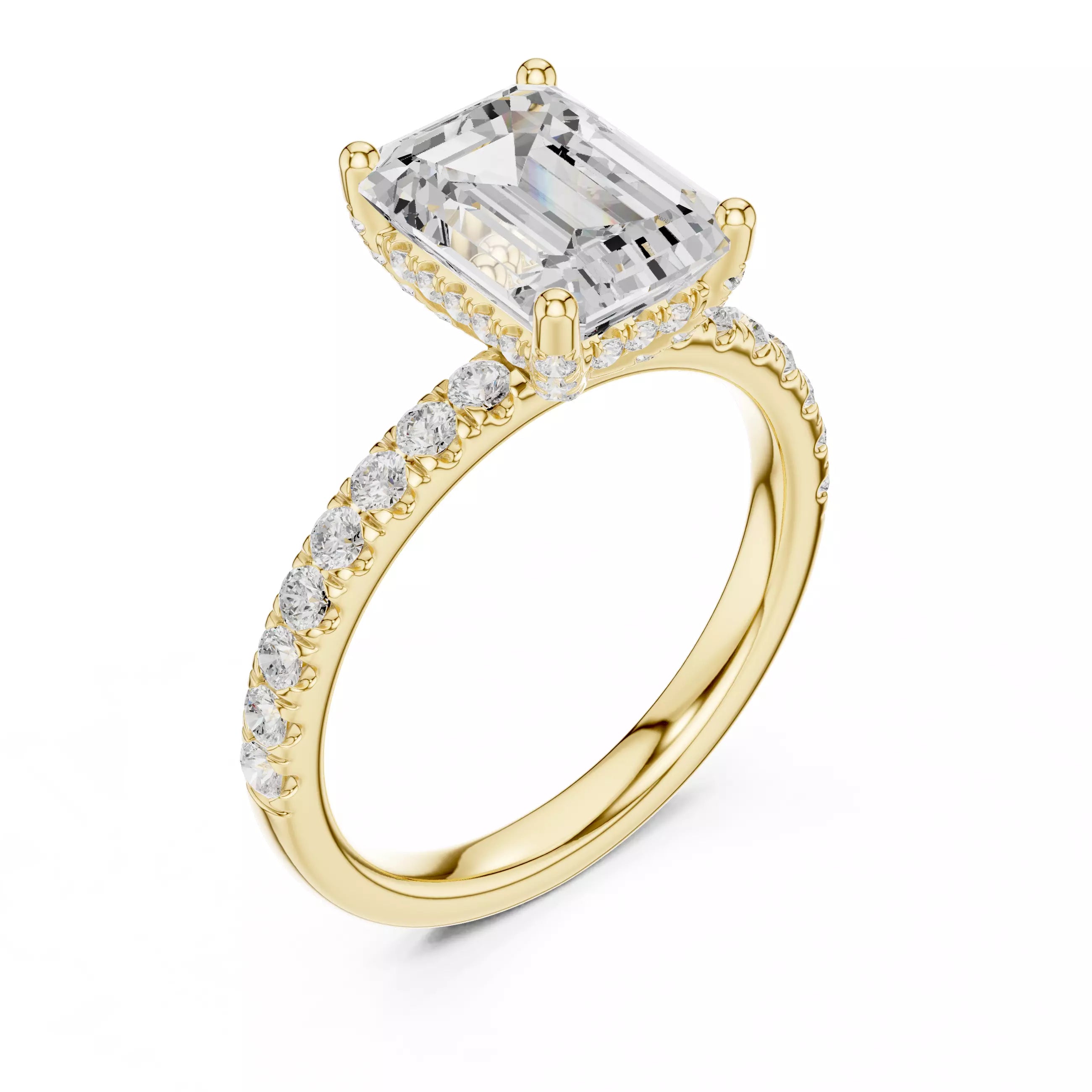 French Pavé Halo - Emerald