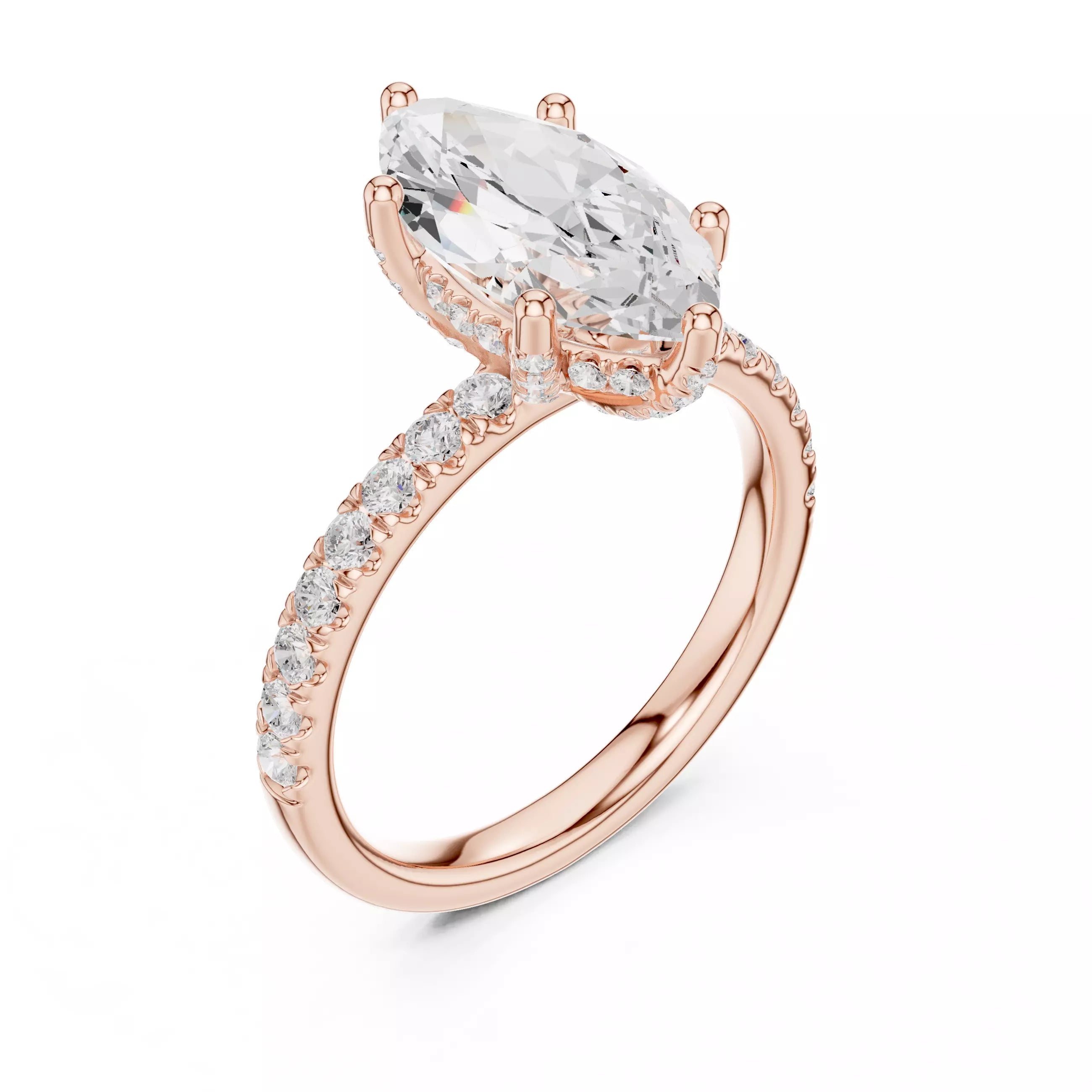 French Pavé Halo - Marquise