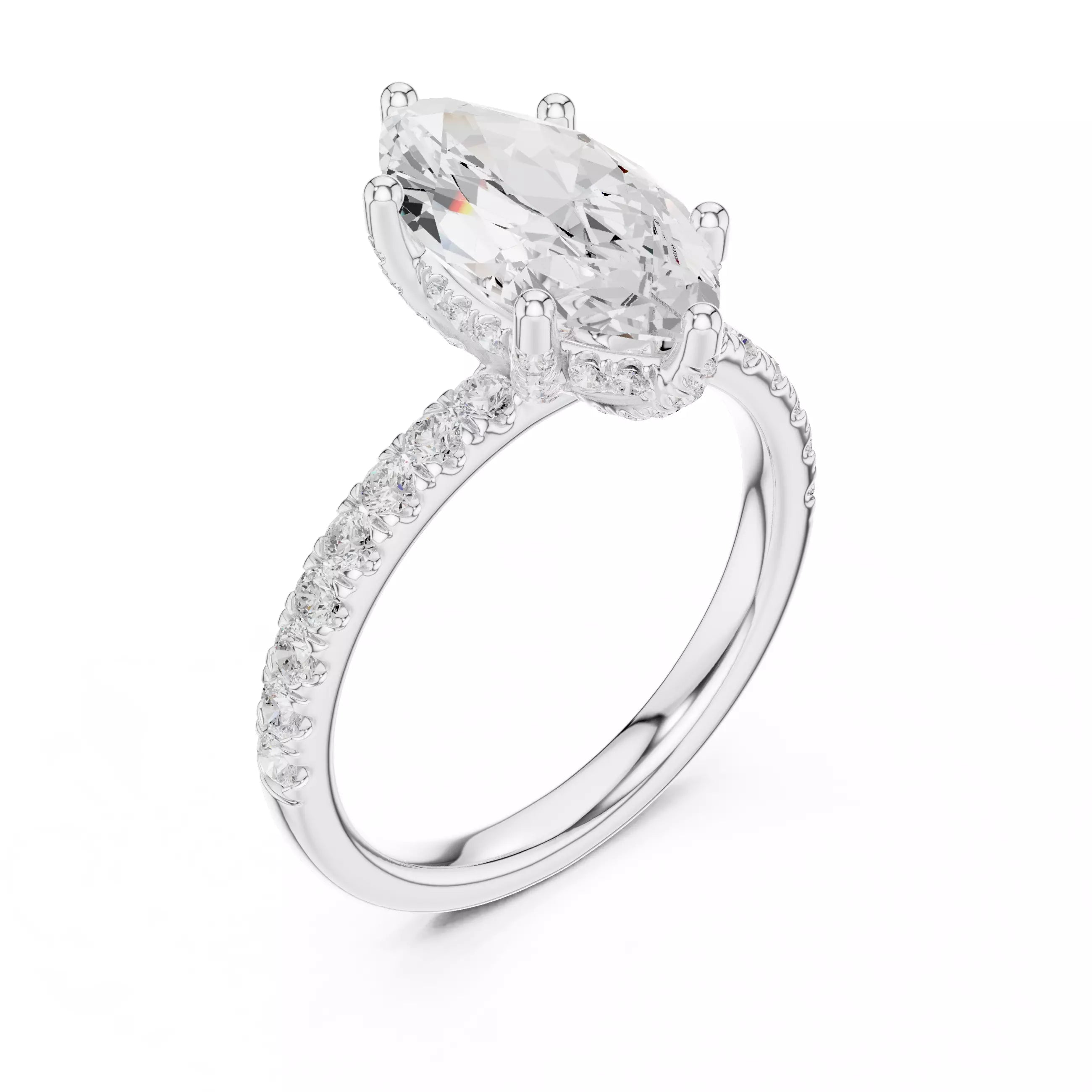 French Pavé Halo - Marquise