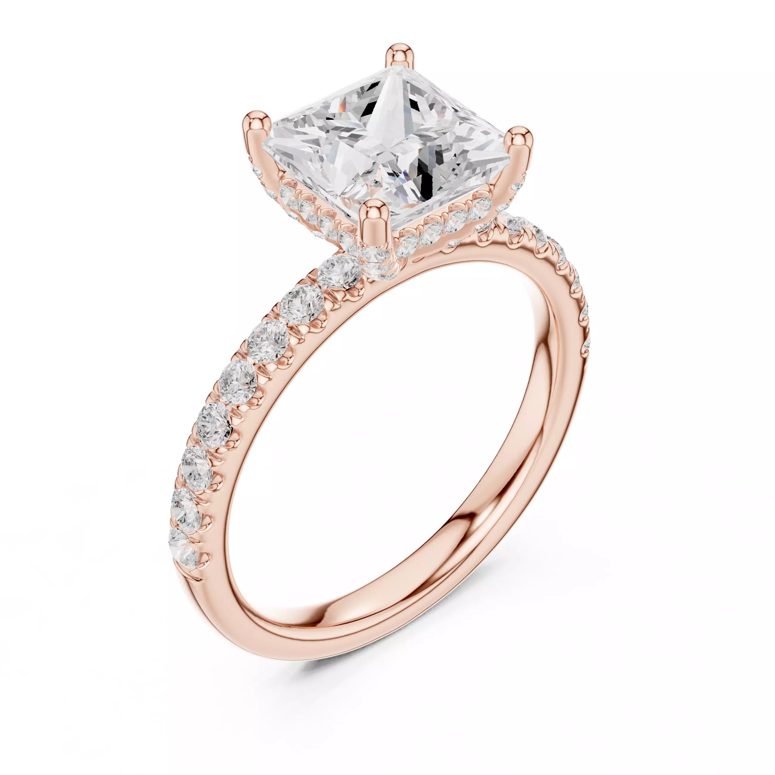 French Pavé Halo - Princess