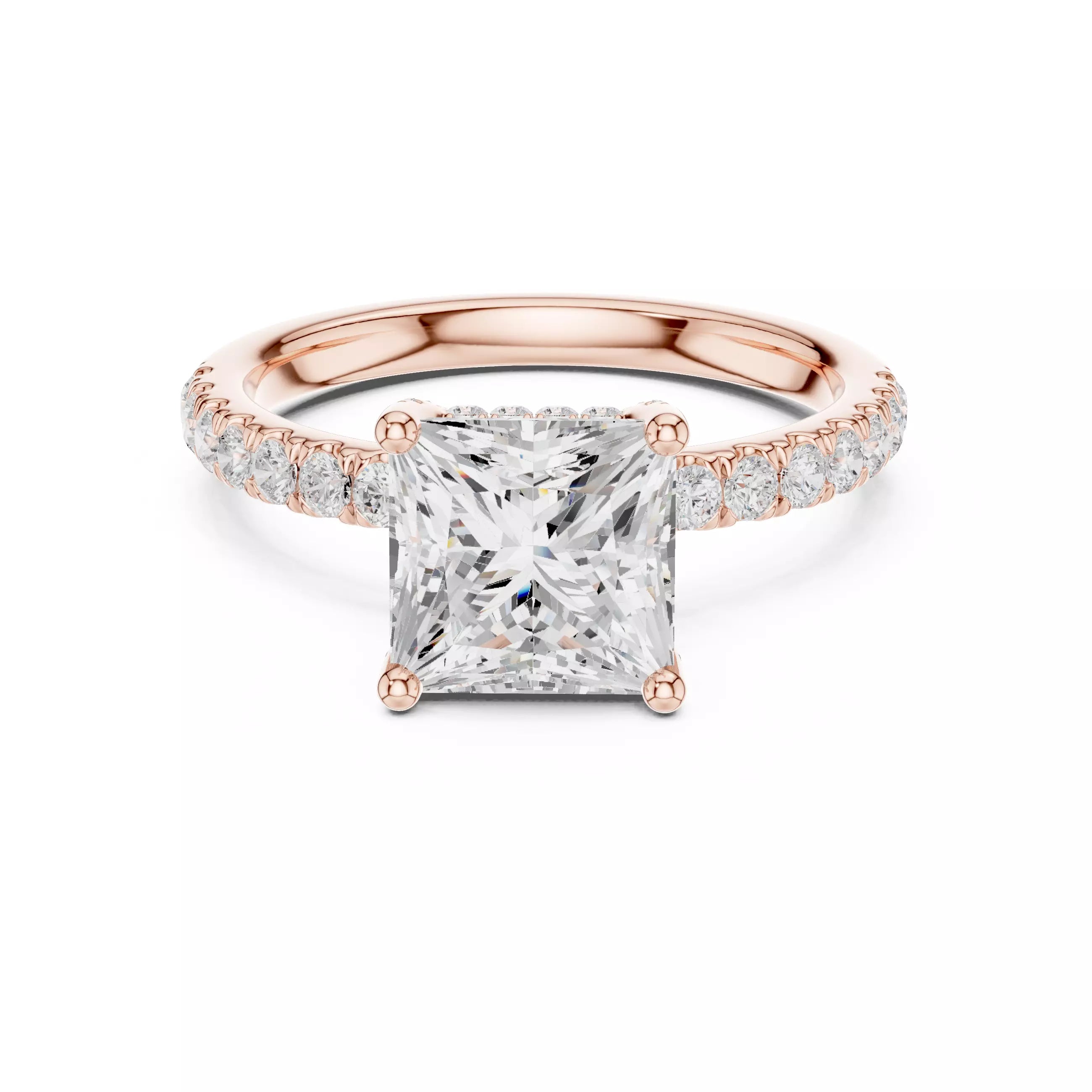 French Pavé Halo - Princess