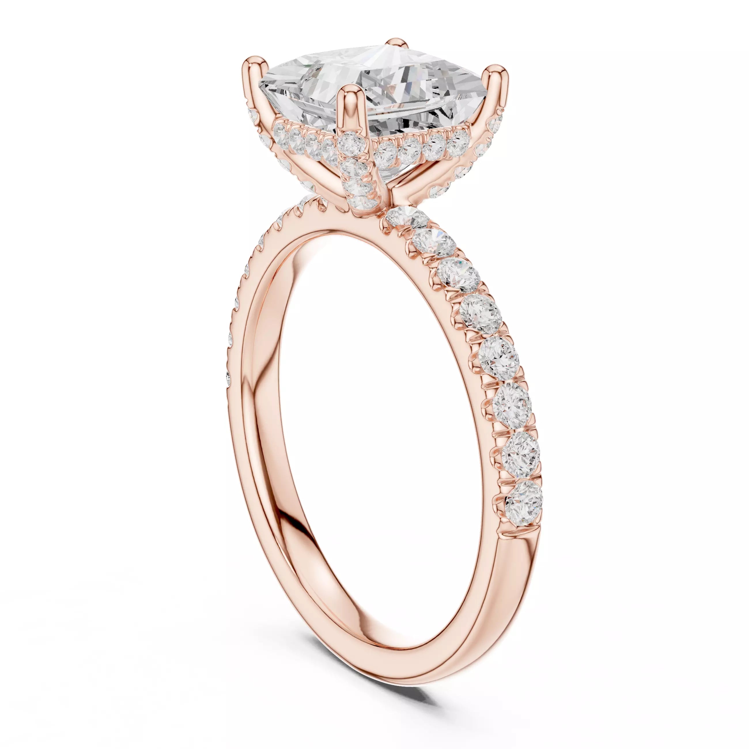 French Pavé Halo - Princess