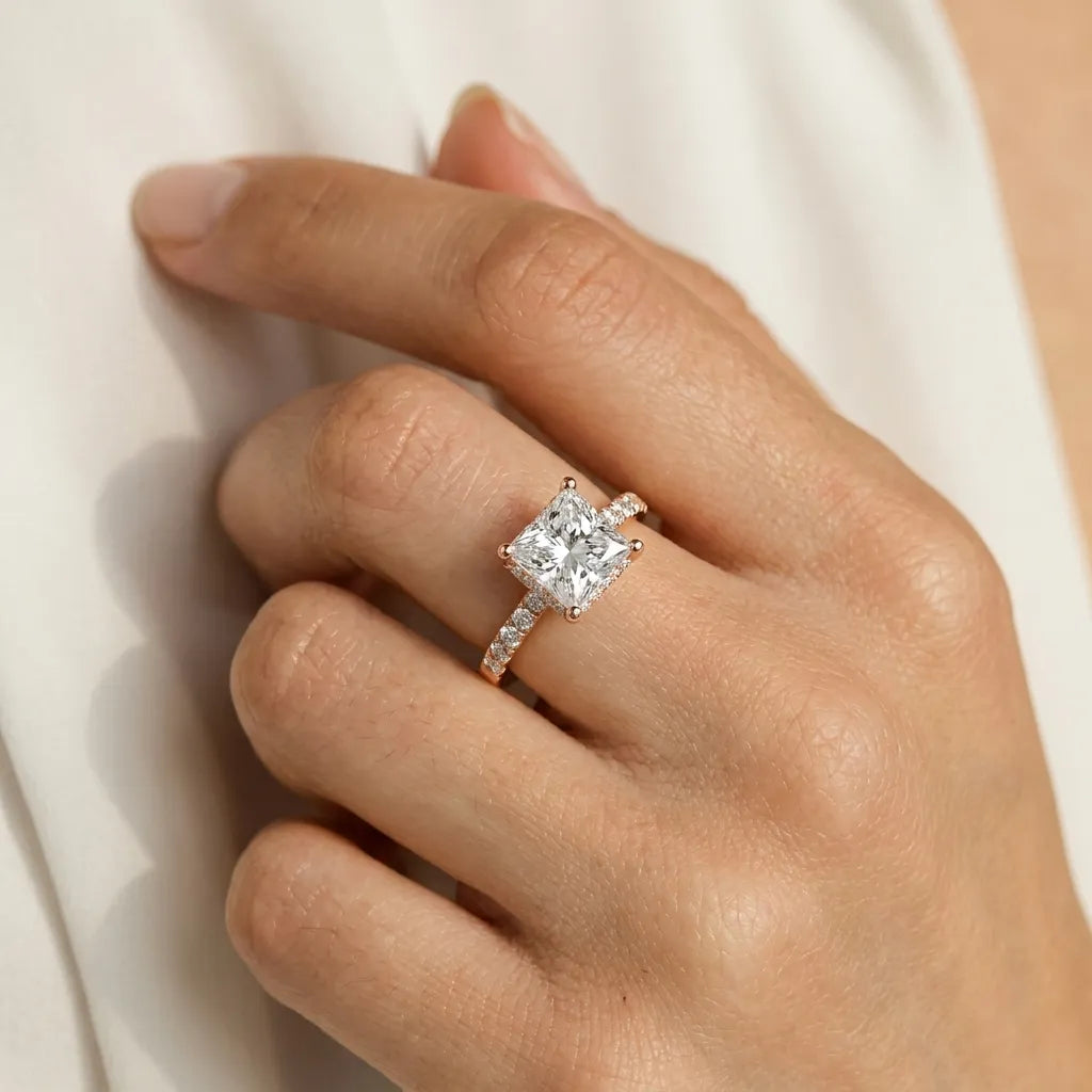 French Pavé Halo - Princess