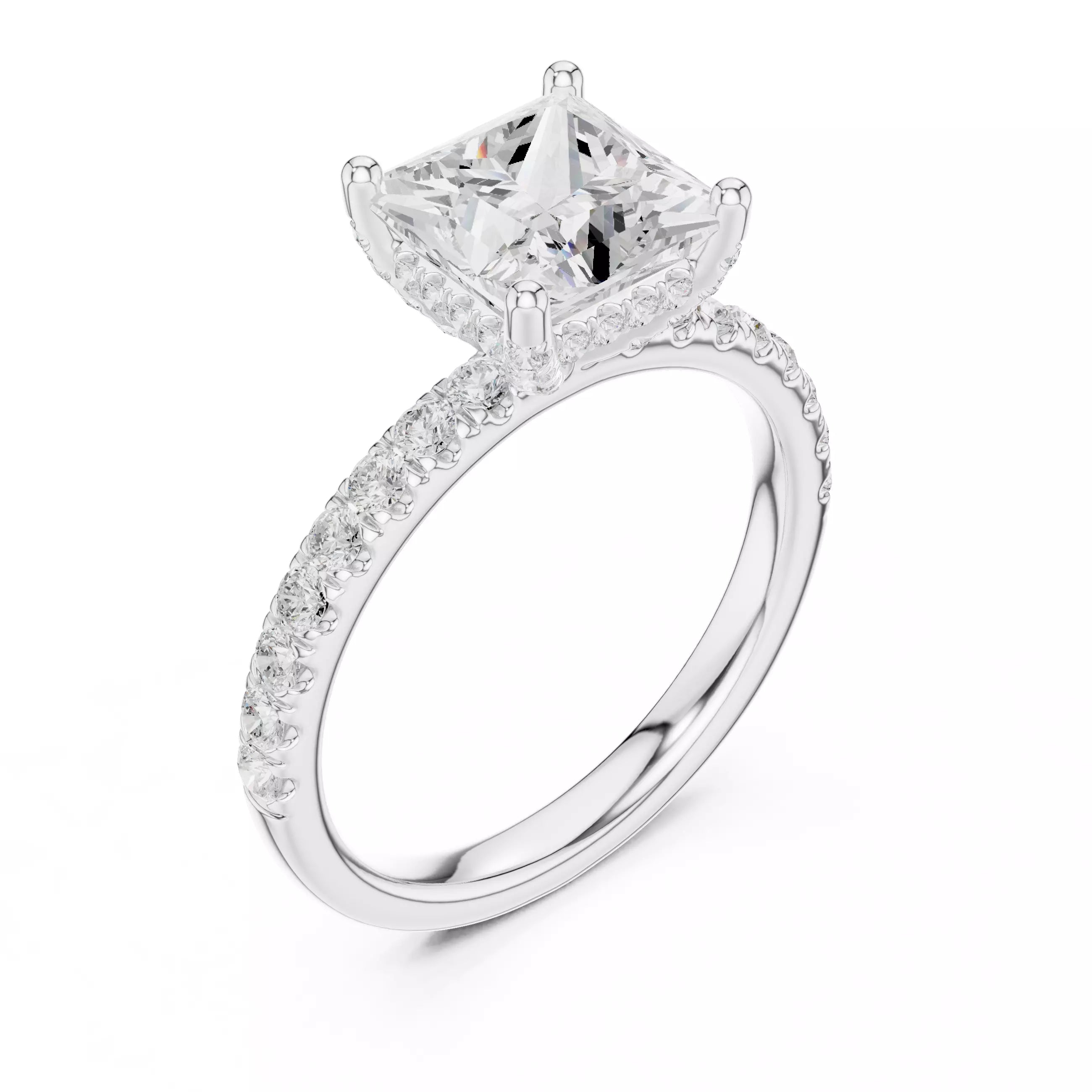 French Pavé Halo - Princess