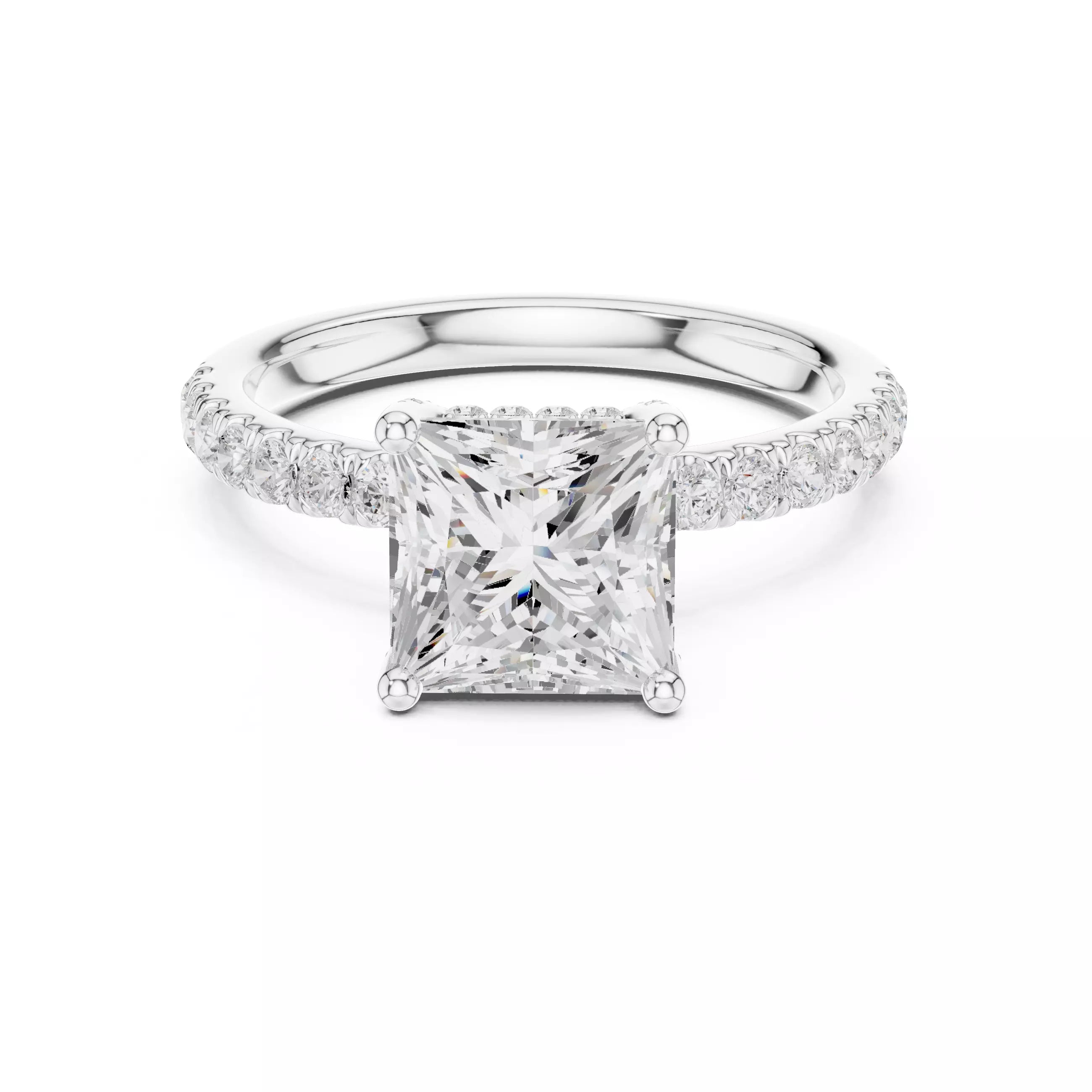 French Pavé Halo - Princess