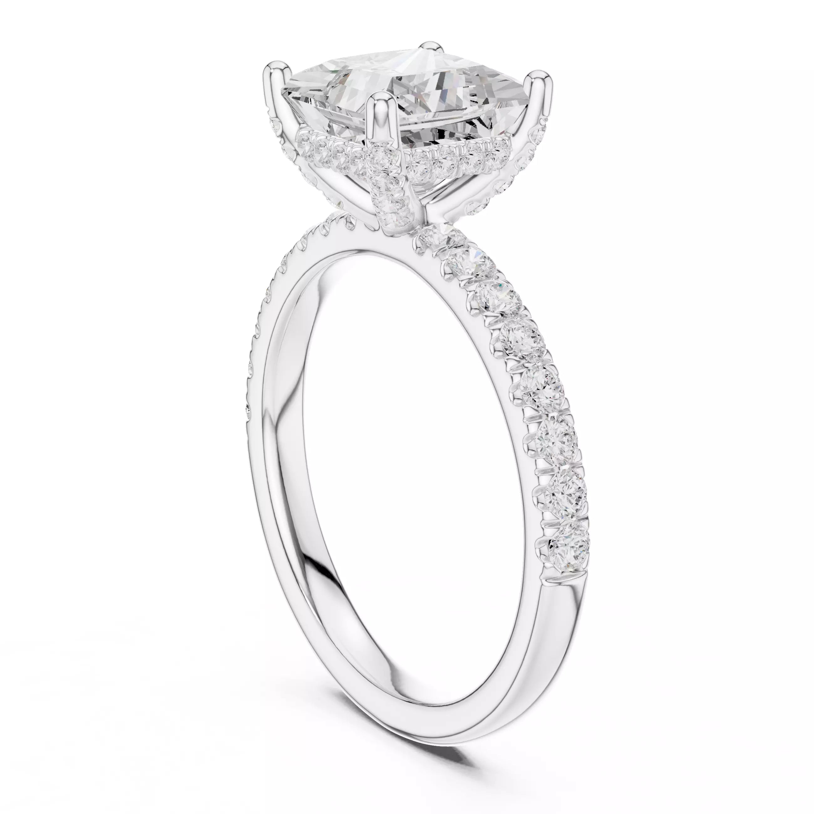 French Pavé Halo - Princess