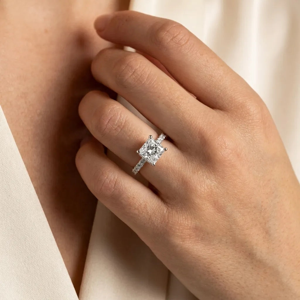 French Pavé Halo - Princess