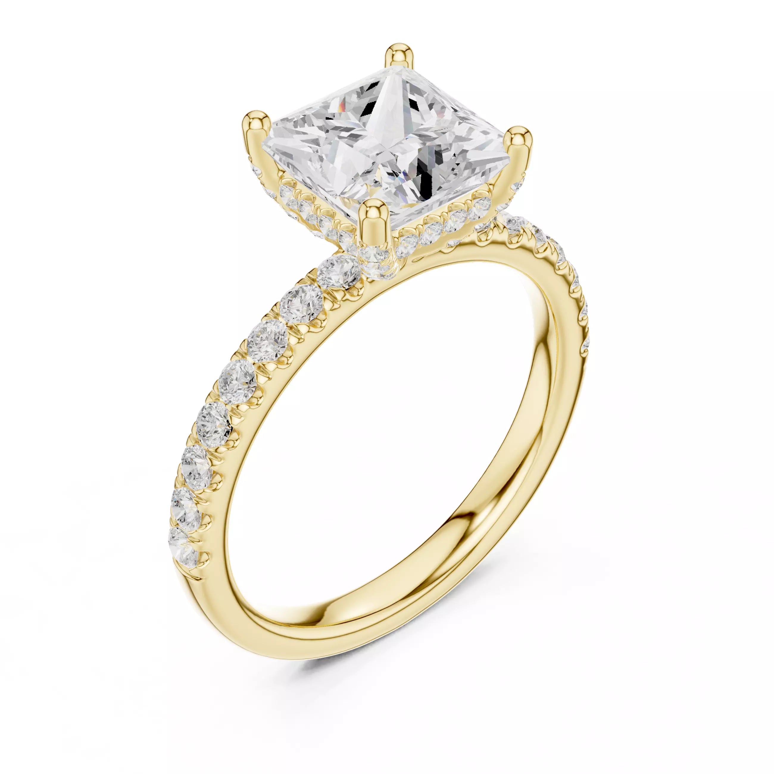 French Pavé Halo - Princess